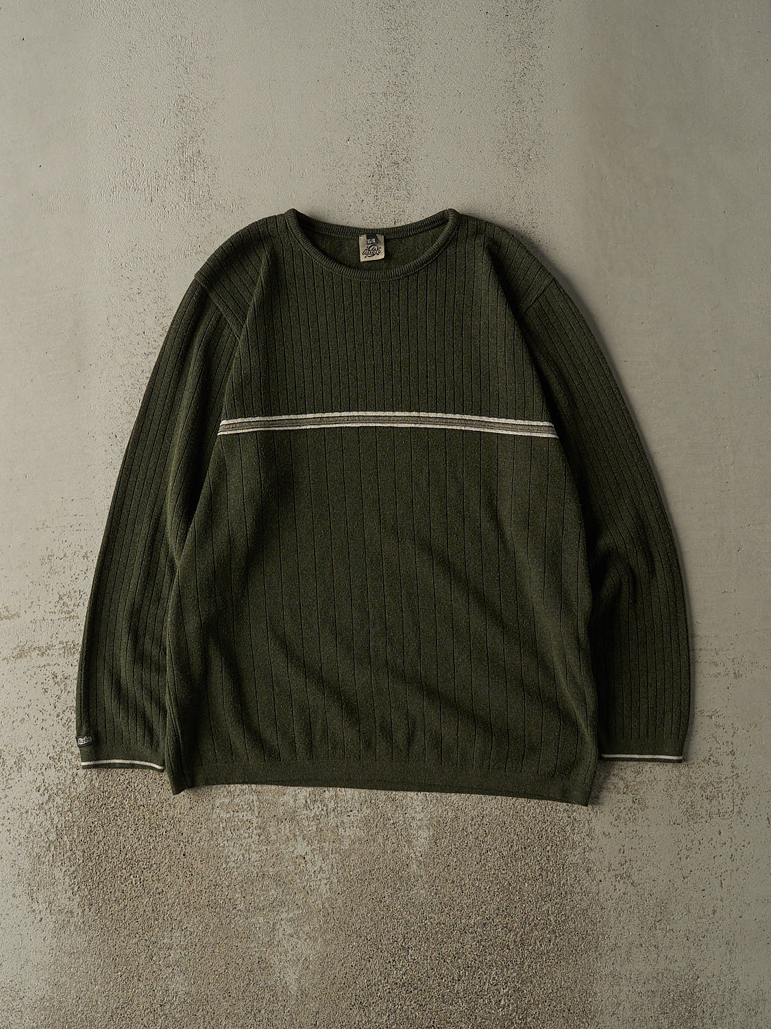 Vintage Y2K Green Striped Knit Pullover (XL)