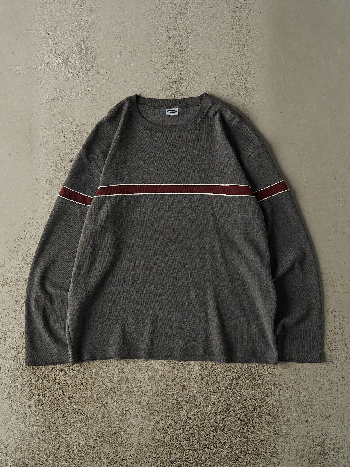 Vintage Y2K Charcoal Grey & Red Old Navy Striped Knit (L/XL)