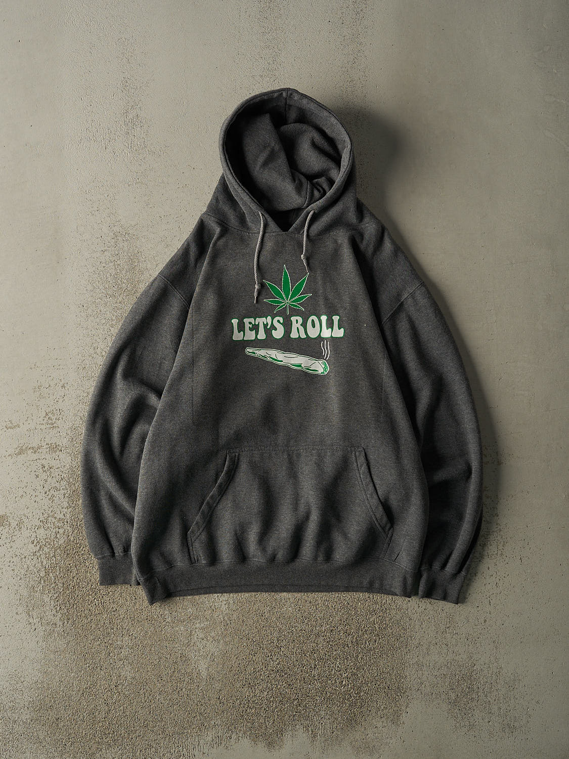 Vintage 90s Charcoal Grey "Lets Roll" Hoodie (XL/XXL)