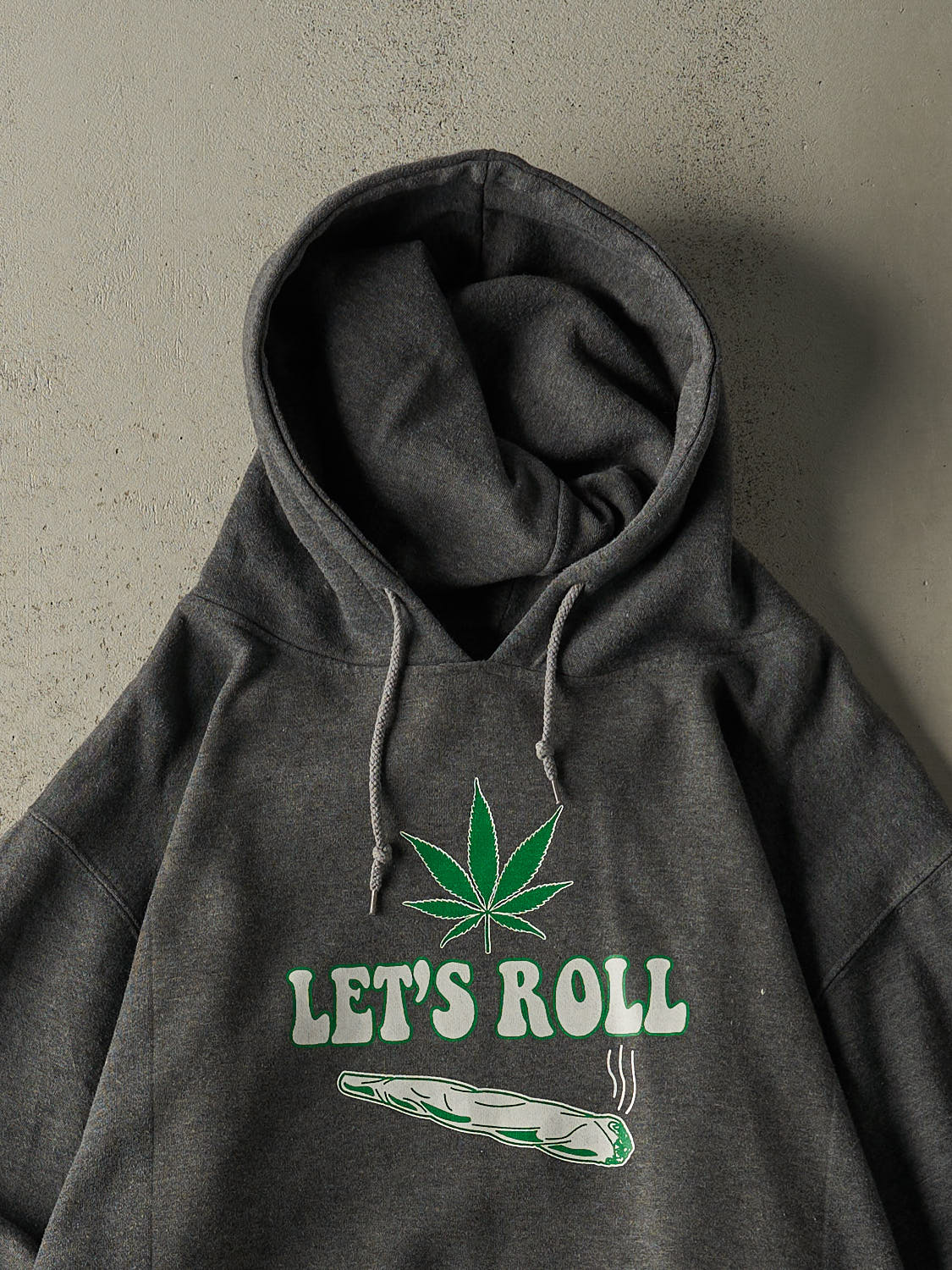 Vintage 90s Charcoal Grey "Lets Roll" Hoodie (XL/XXL)