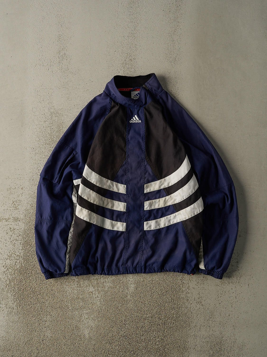 Vintage 90s Navy Blue, Black & White Adidas Embroidered Quarter Zip Jacket (M/L)