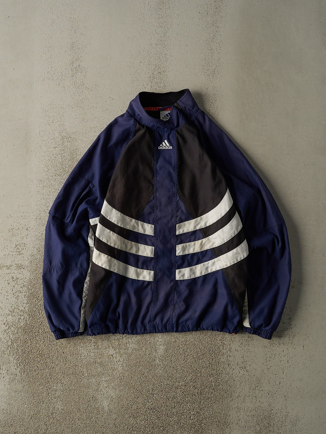 Vip Zip Ja Vintage 90s Navy Blue, Black & White Adidas Embroidered Quarter Zip Ja ...