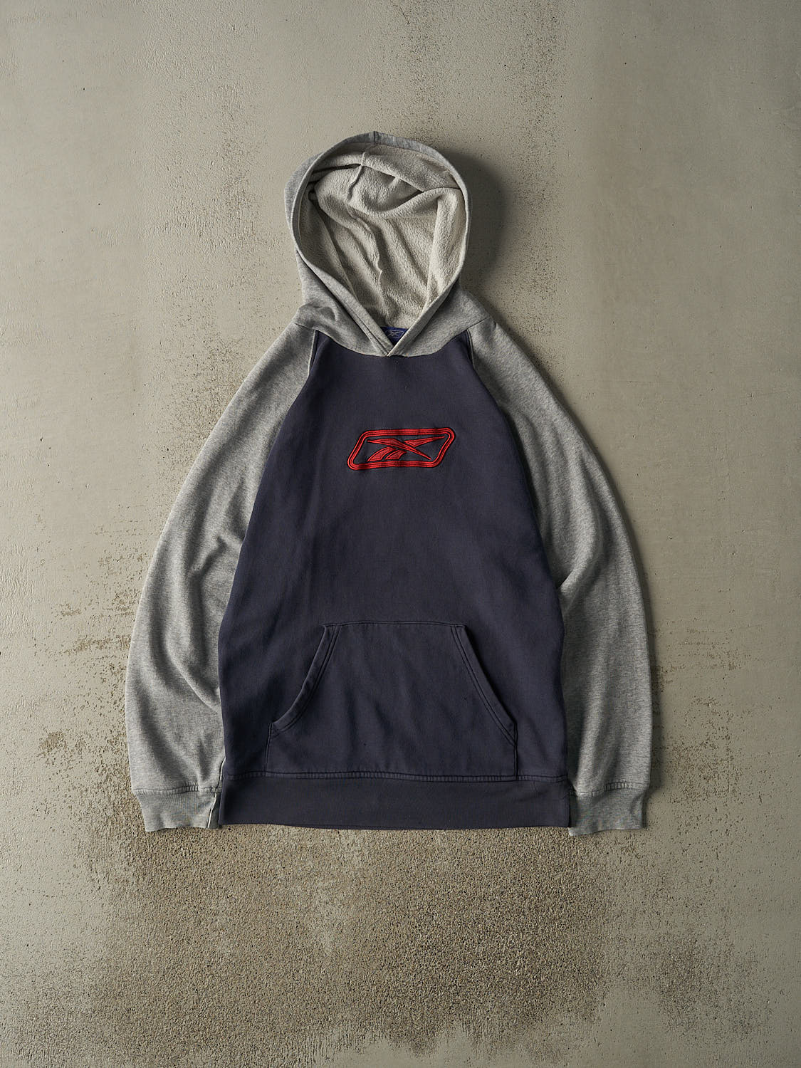 Vintage Y2K Grey & Navy Reebok Embroidered Hoodie (M/L)