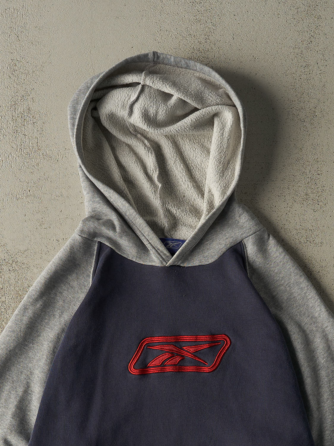 Vintage Y2K Grey & Navy Reebok Embroidered Hoodie (M/L)