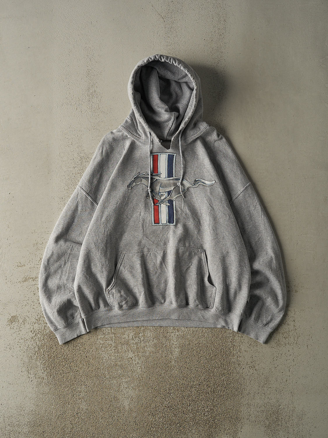 Vintage Y2K Grey Ford Mustang Hoodie (XL)