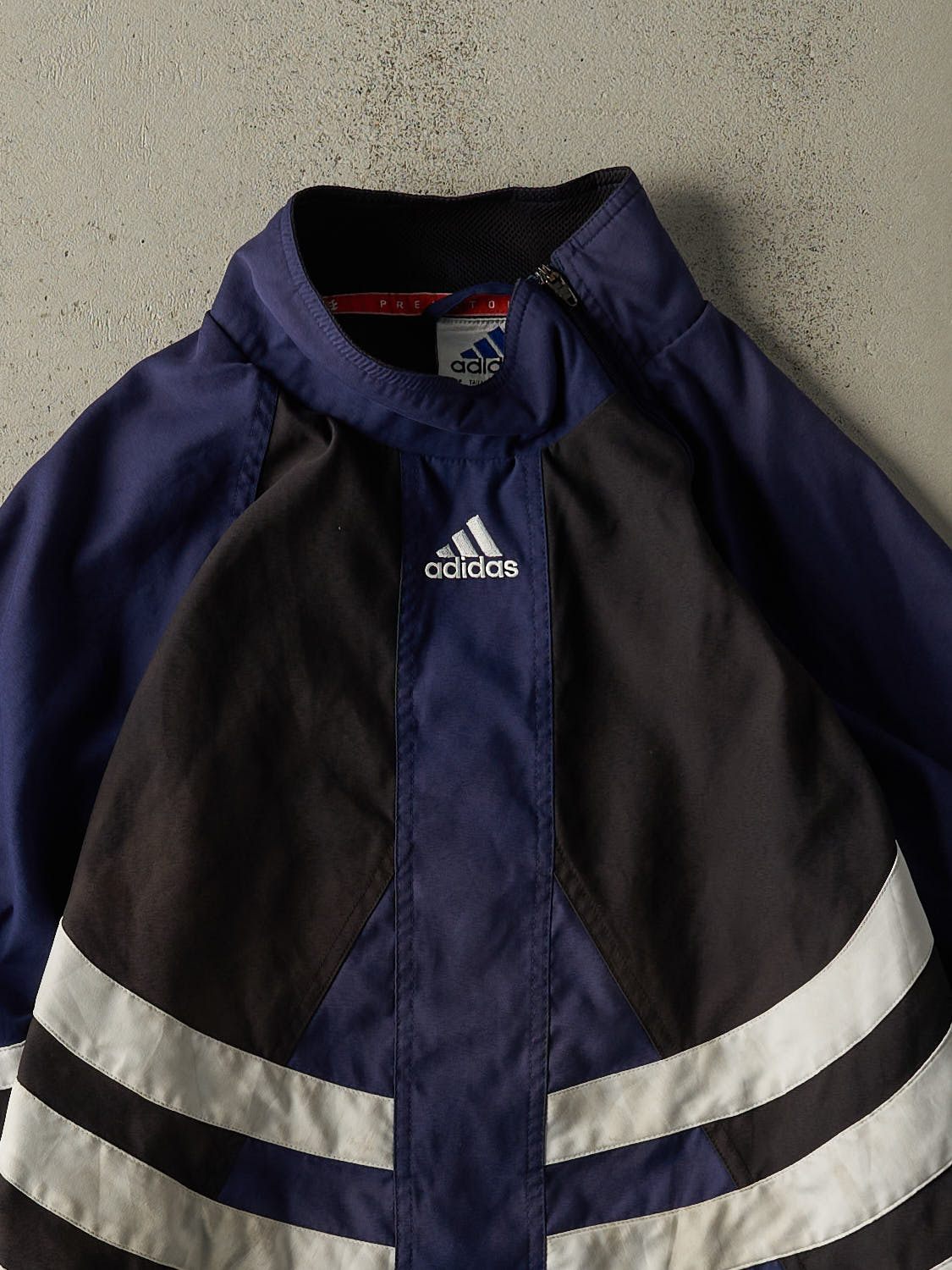 Vintage 90s Navy Blue, Black & White Adidas Embroidered Quarter Zip Jacket (M/L)
