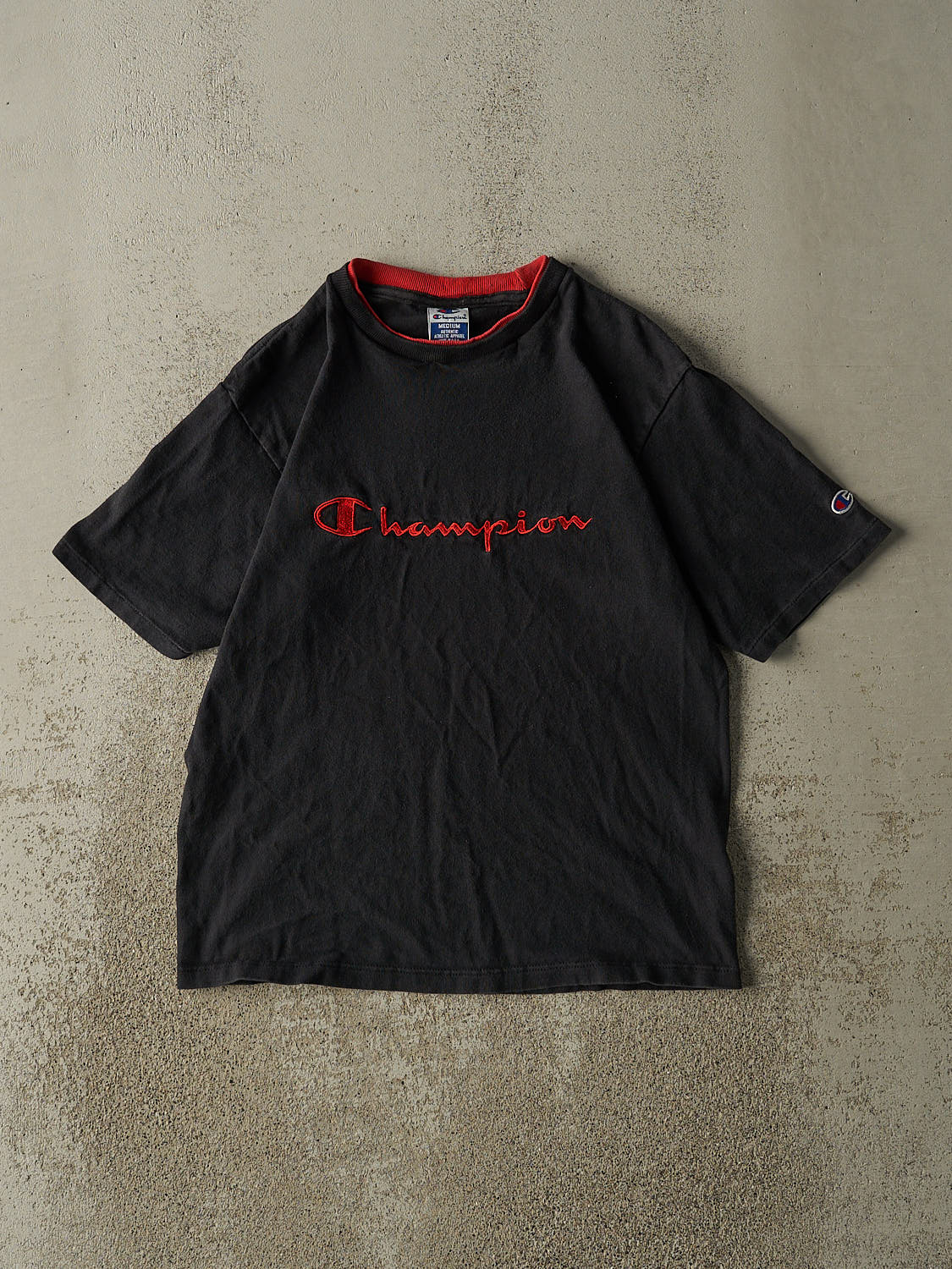 Vintage 90s Black Champion Embroidered Tee (S/M)