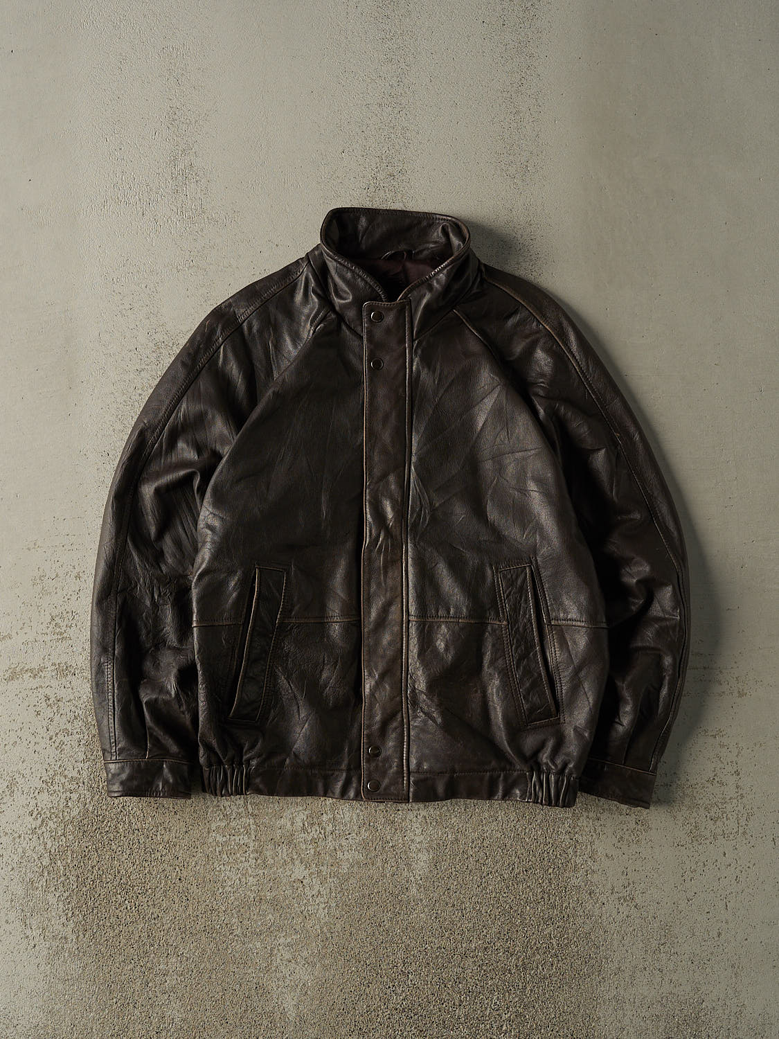 Vintage 90s Brown Leather Bomber Jacket (M/L)