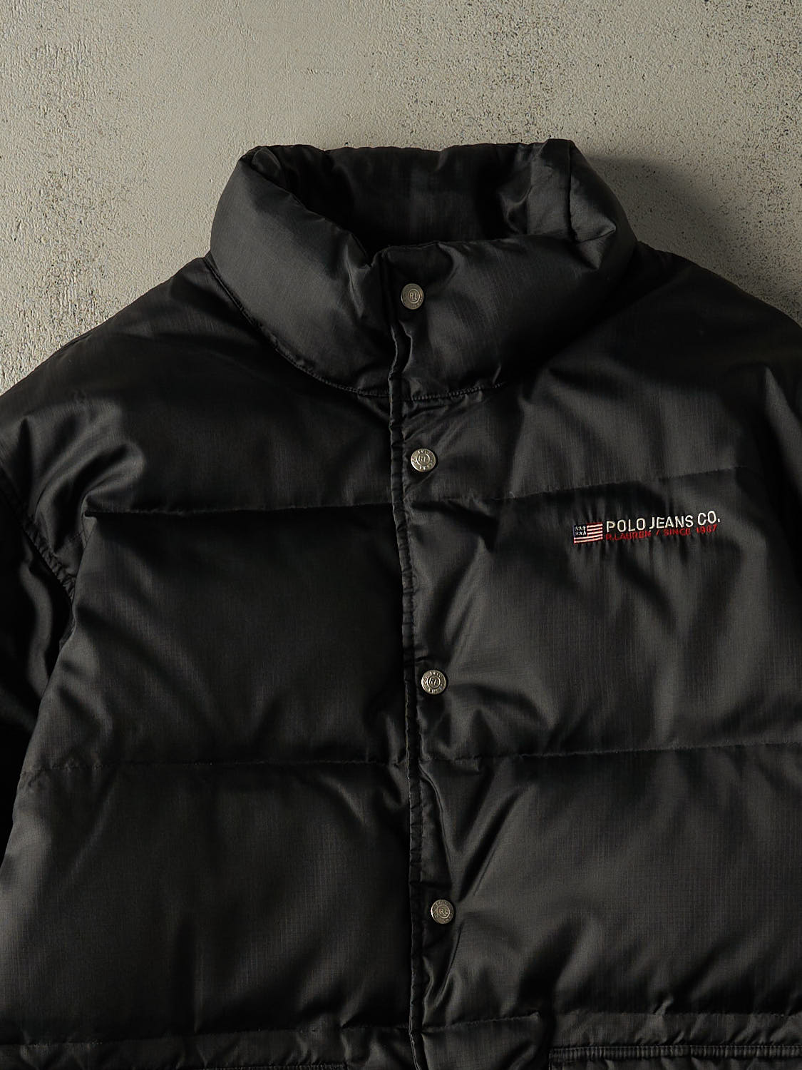Vintage 90s Black Polo Jeans Puffer Jacket (XL/XXL)