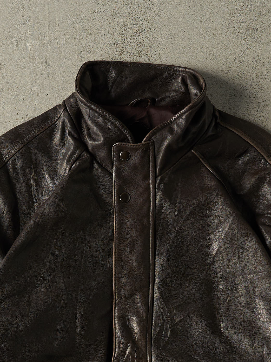 Vintage 90s Brown Leather Bomber Jacket (M/L)