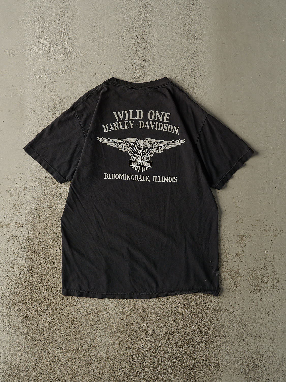 Vintage 17' Faded Black Harley Davidson Bloomingdale IL Tee (M/L)