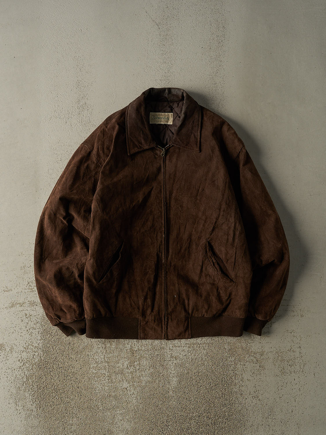 Vintage 90s Brown Suede Bomber Jacket (XL)