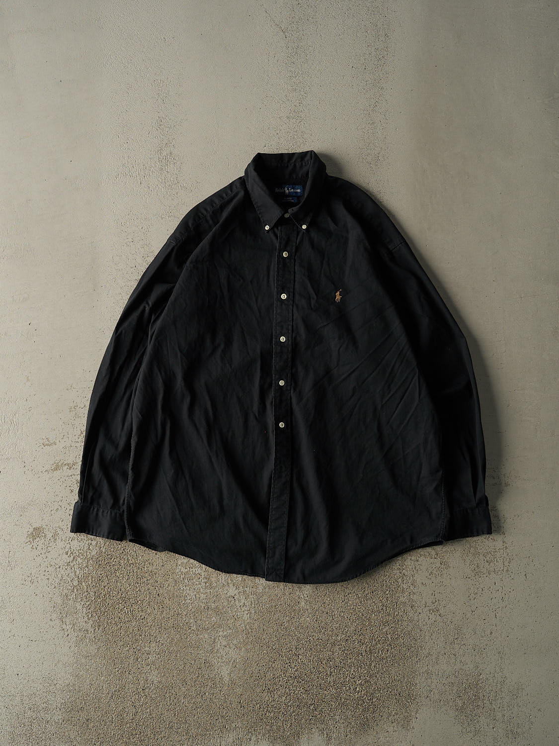 Vintage 90s Black Polo Ralph Lauren Button Up Long Sleeve (XXL)