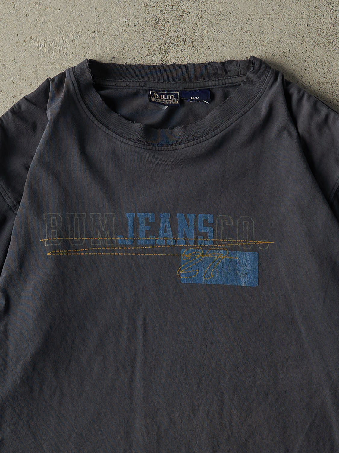 Vintage 90s Navy Blue BUM Jeans Co Tee (M)