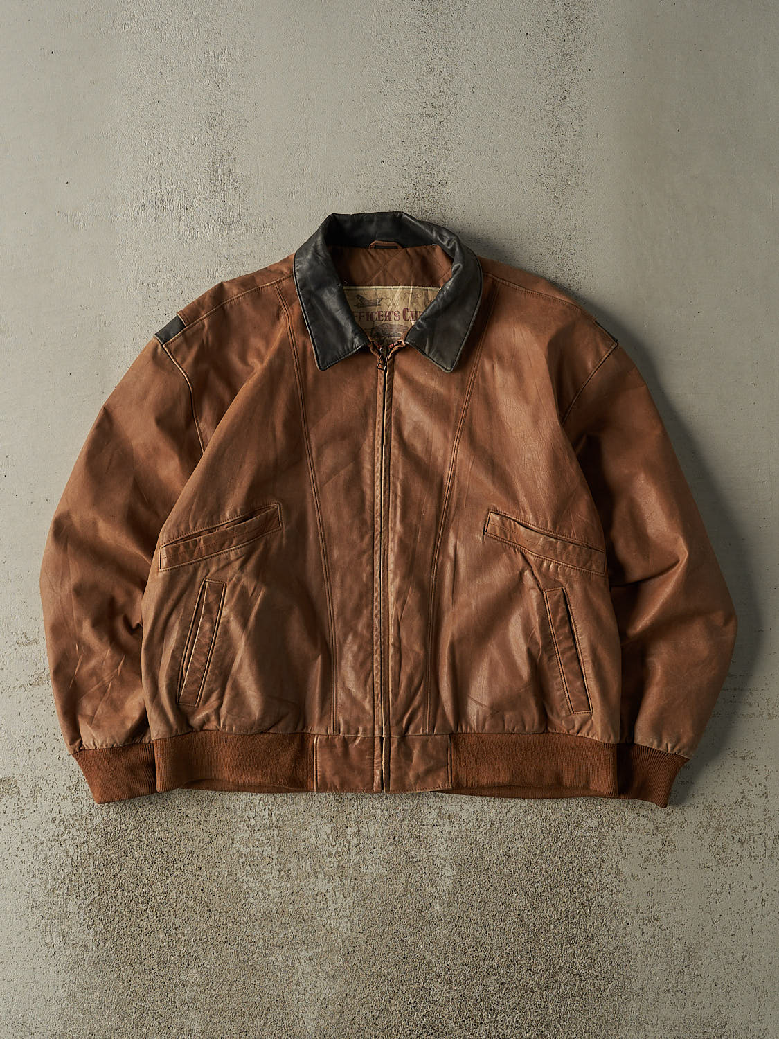 Vintage 90s Brown Leather Bomber Jacket (L)