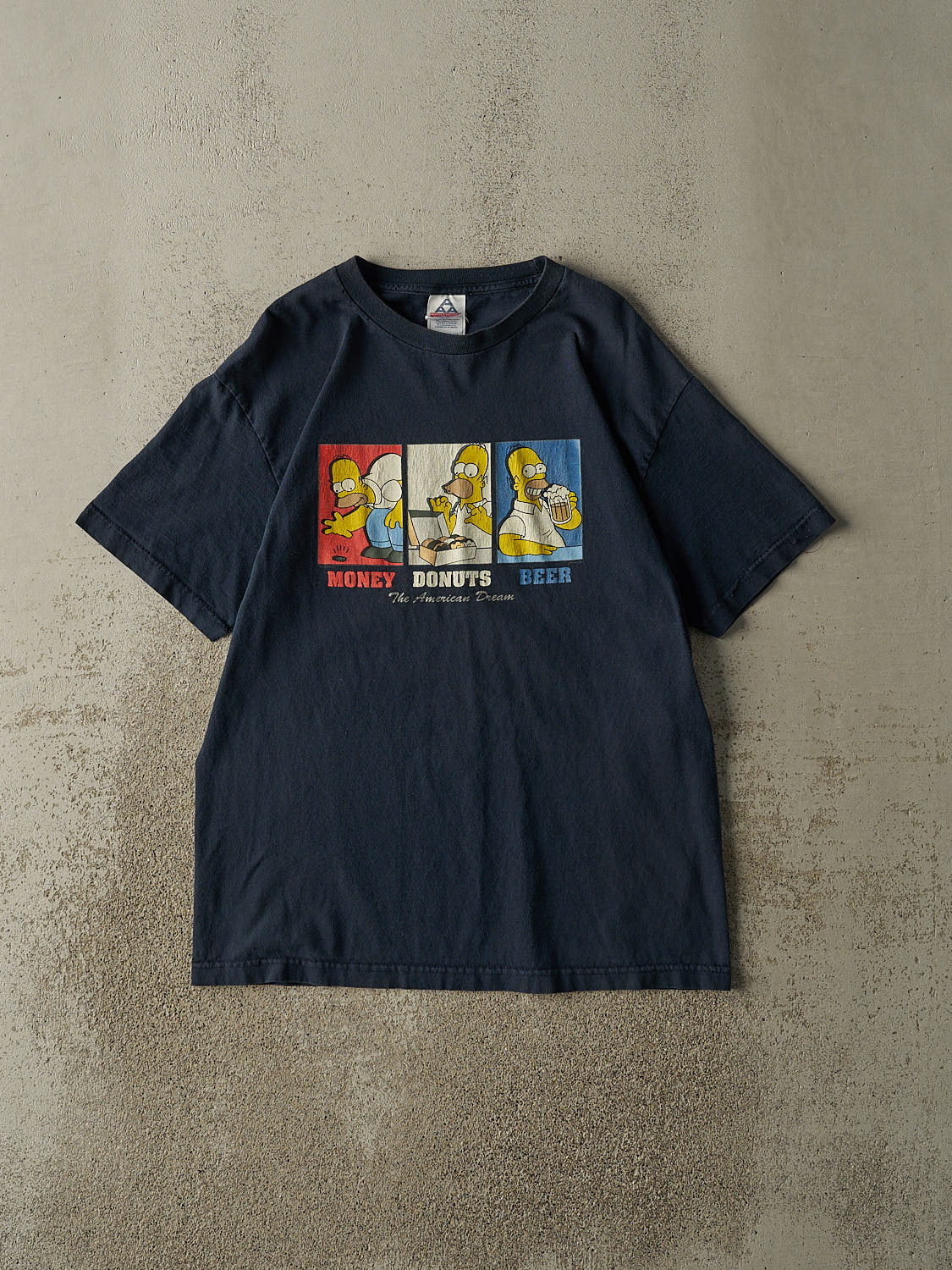 Vintage Y2K Navy Blue Homer Simpson Tee (L)