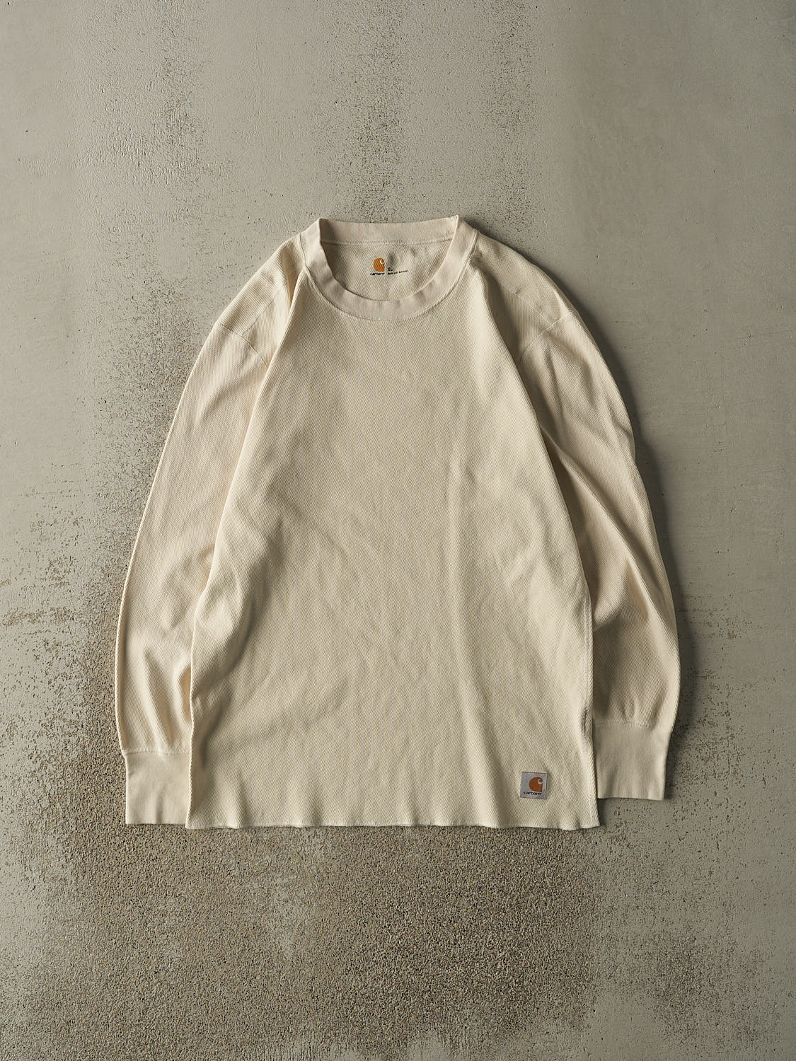 Vintage Y2K Beige Carhartt Embroidered Thermal Long Sleeve (M/L)
