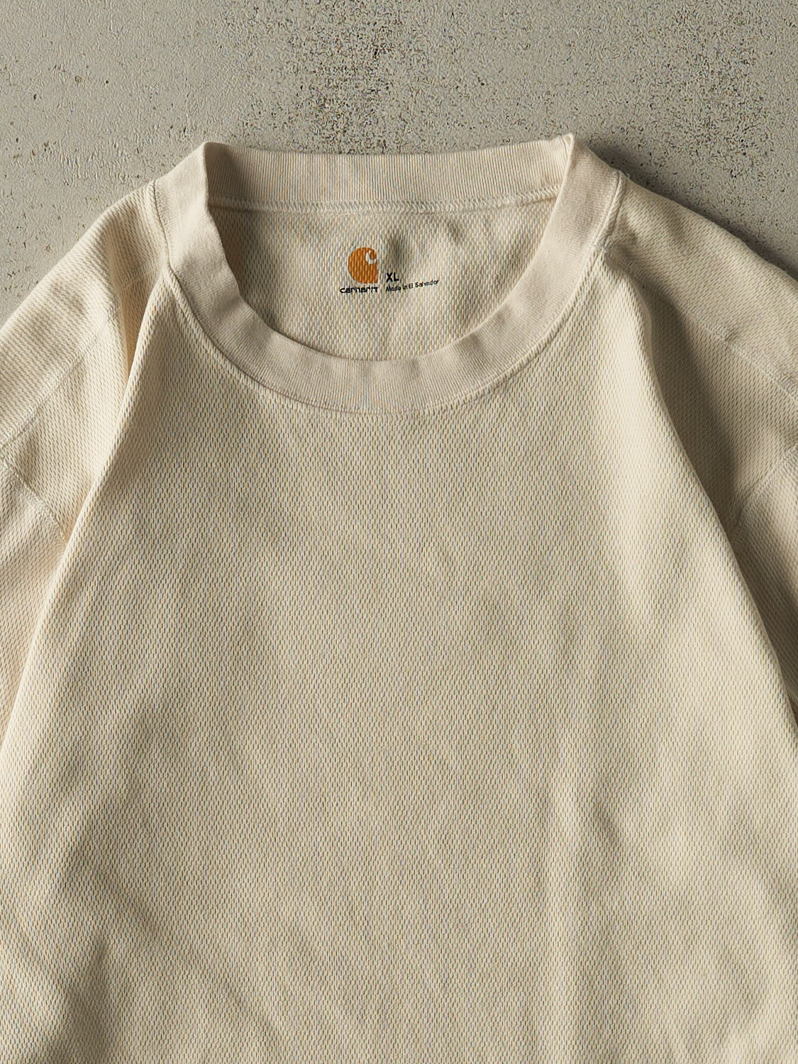 Vintage Y2K Beige Carhartt Embroidered Thermal Long Sleeve (M/L)