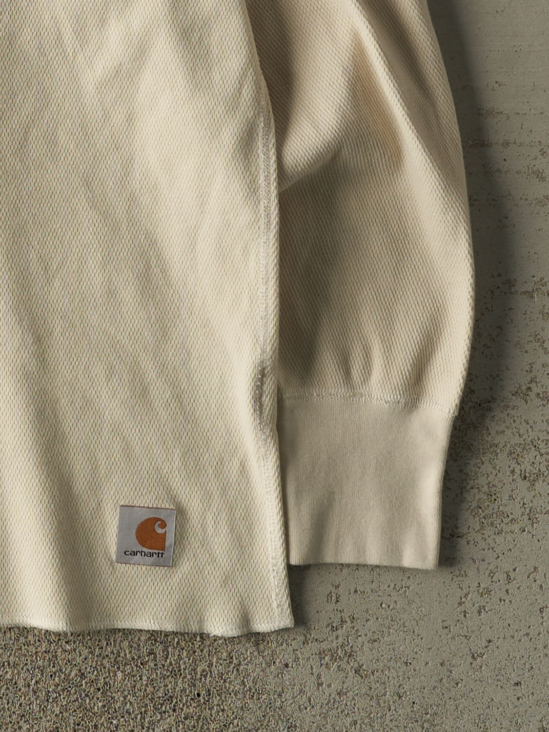 Vintage Y2K Beige Carhartt Embroidered Thermal Long Sleeve (M/L)