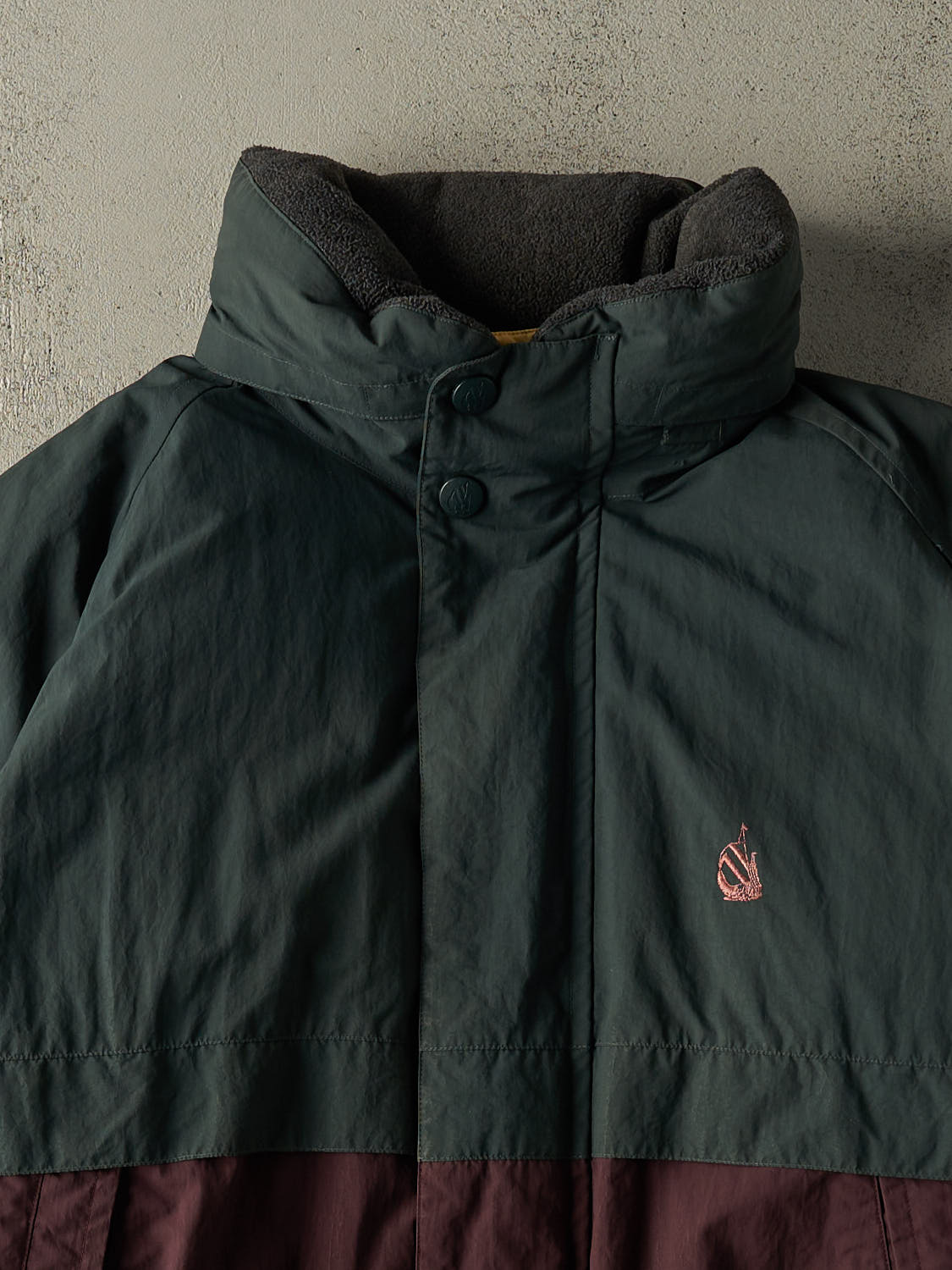 Vintage 90s Green & Burgundy Nautica Embroidered Puffer Jacket (XL)
