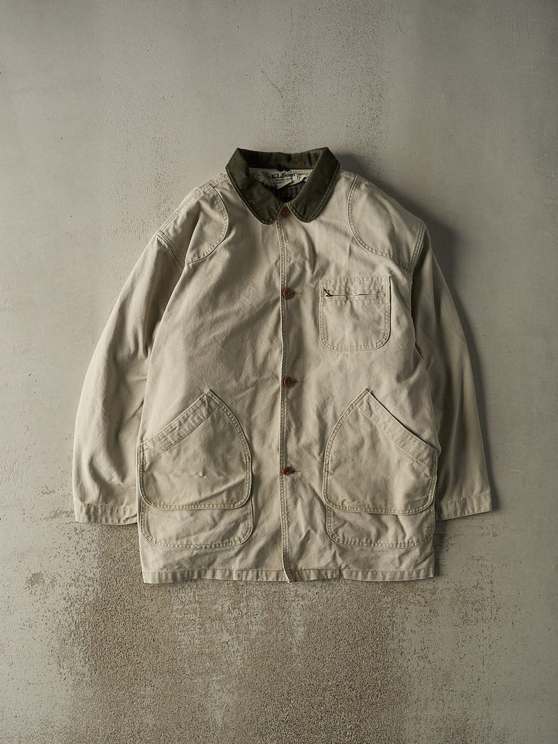 Vintage 90s Beige LL Bean Flannel Lined Chore Jacket (XXL)