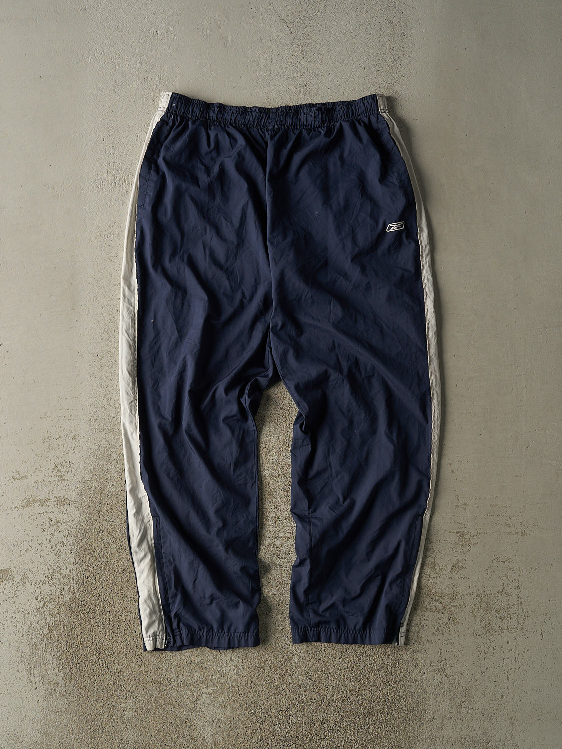 Vintage 90s Navy Blue Reebok Striped Track Pants (34x30)