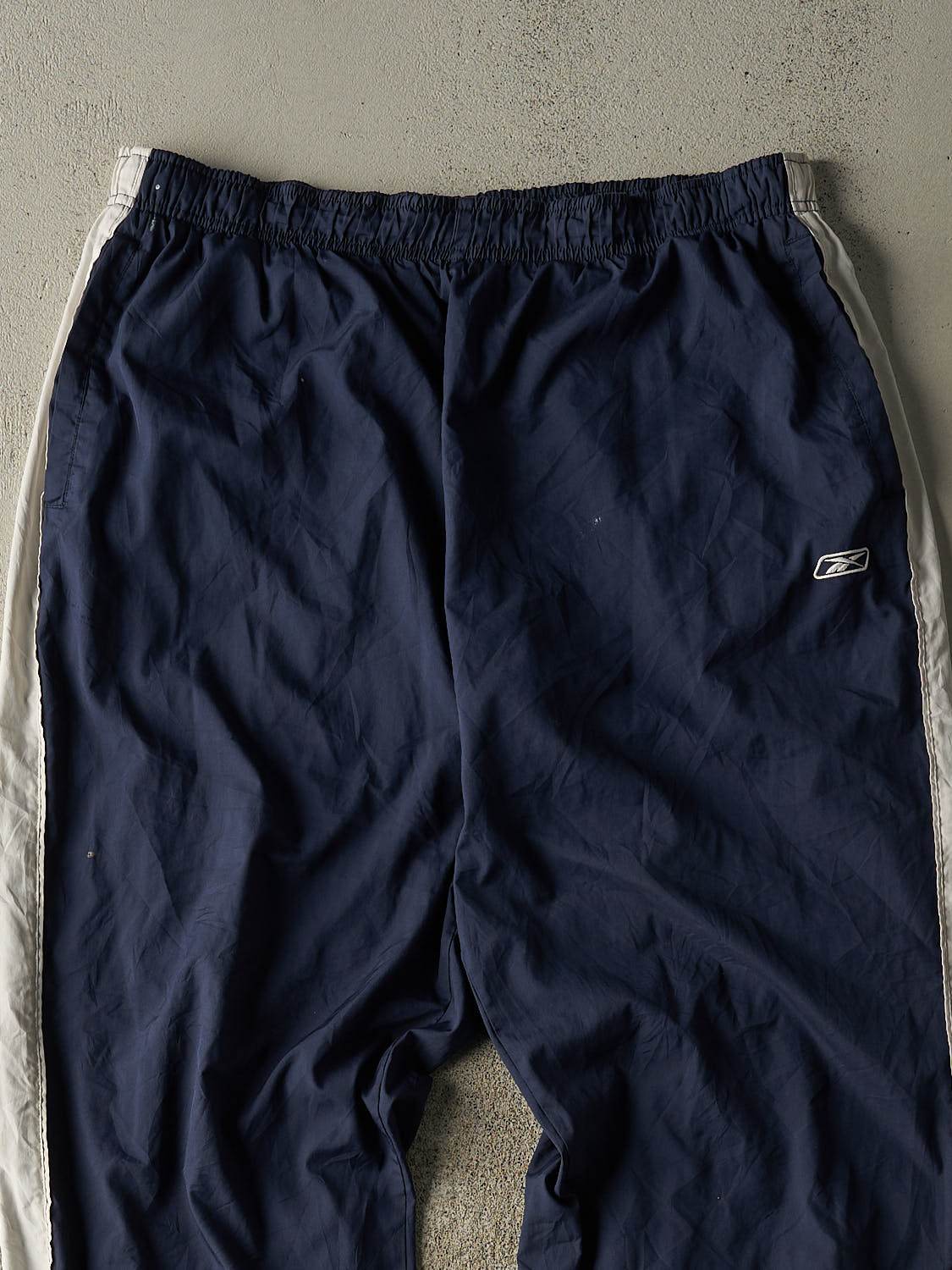 Vintage 90s Navy Blue Reebok Striped Track Pants (34x30)