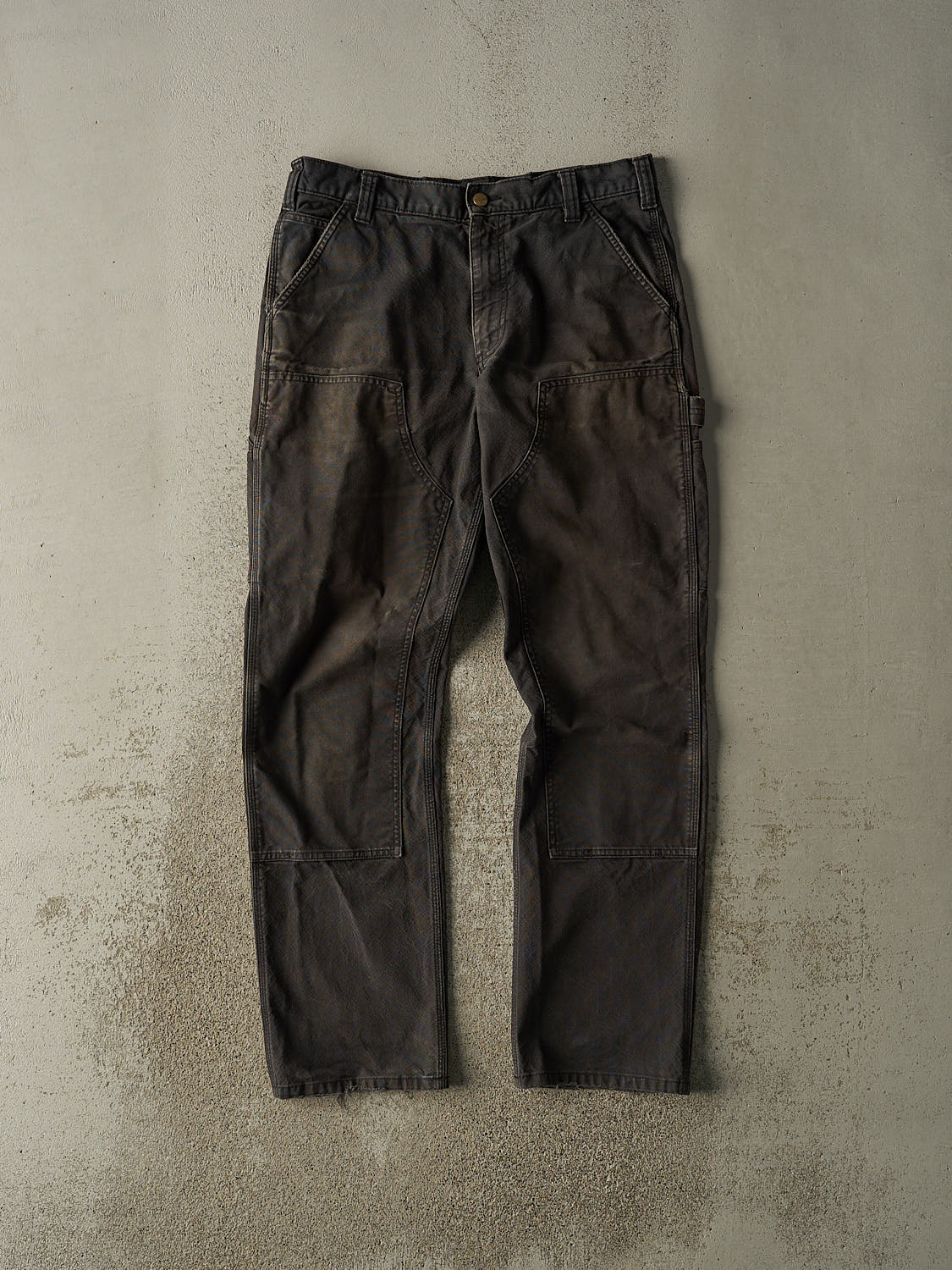 Vintage 90s Sun Faded Black Carhartt Double Knee Carpenter Pants (34x33)
