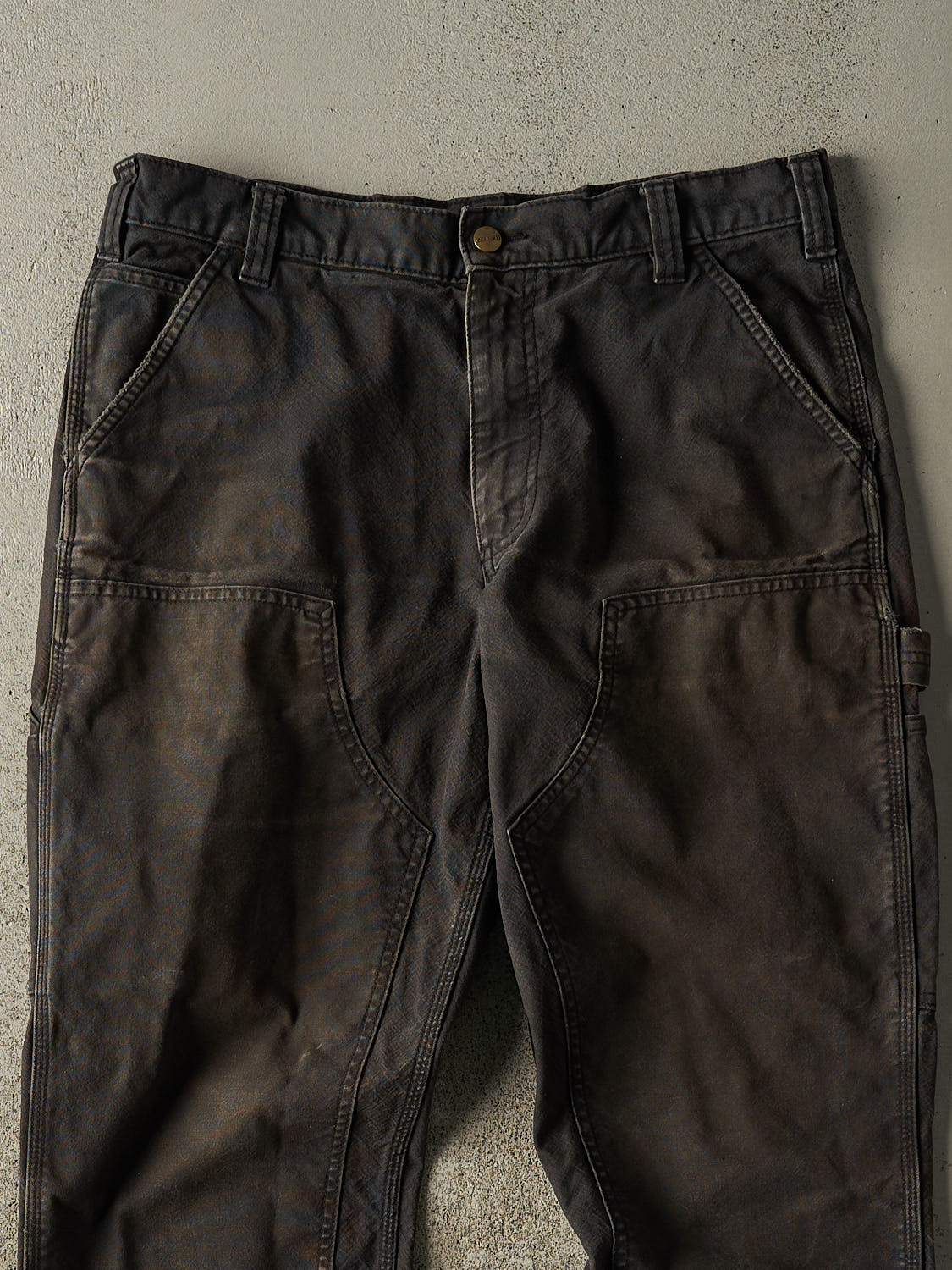Vintage 90s Sun Faded Black Carhartt Double Knee Carpenter Pants (34x33)