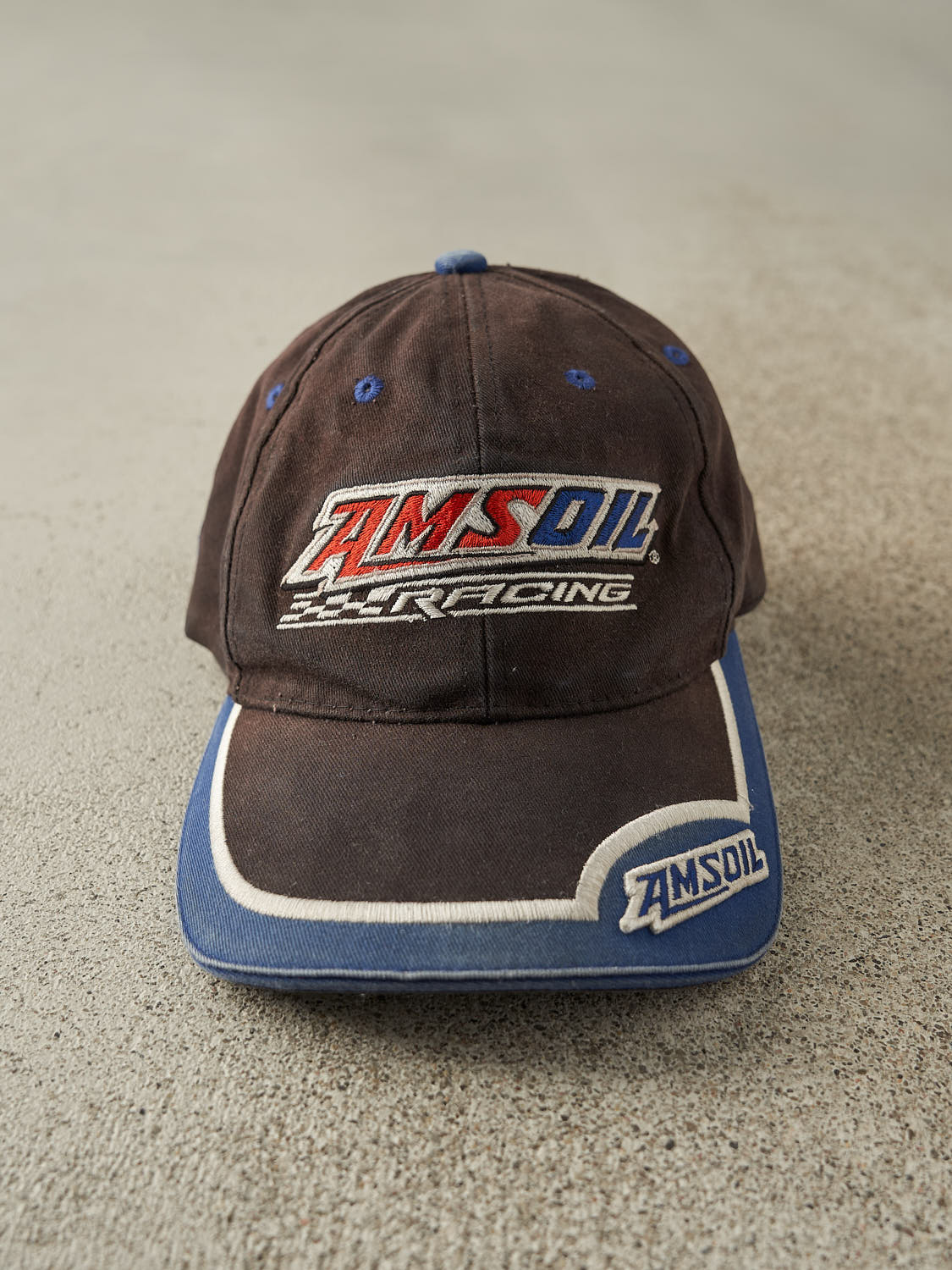 Vintage Y2K Faded Black AMS Oil Racing Velcro Back Hat (O/S)