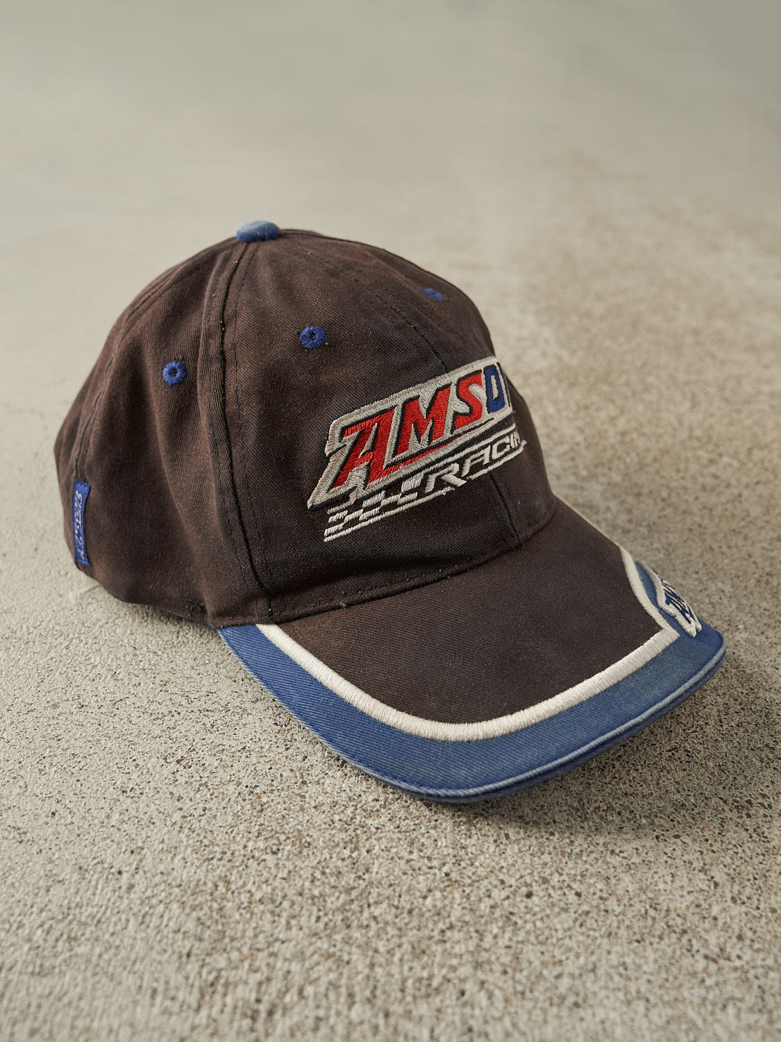 Vintage Y2K Faded Black AMS Oil Racing Velcro Back Hat (O/S)