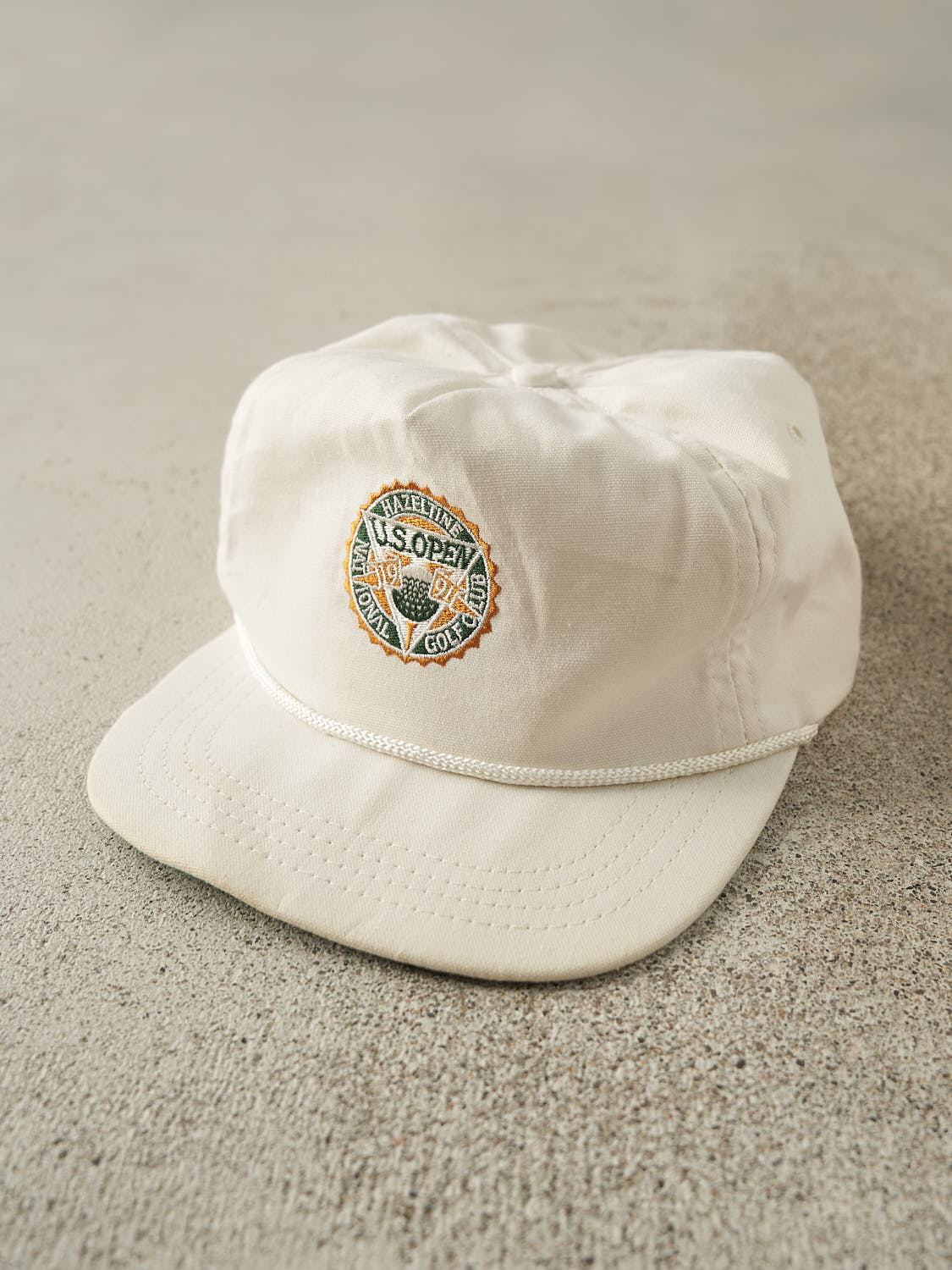 Vintage 91' White US Open Embroidered Leather Strapback (O/S)