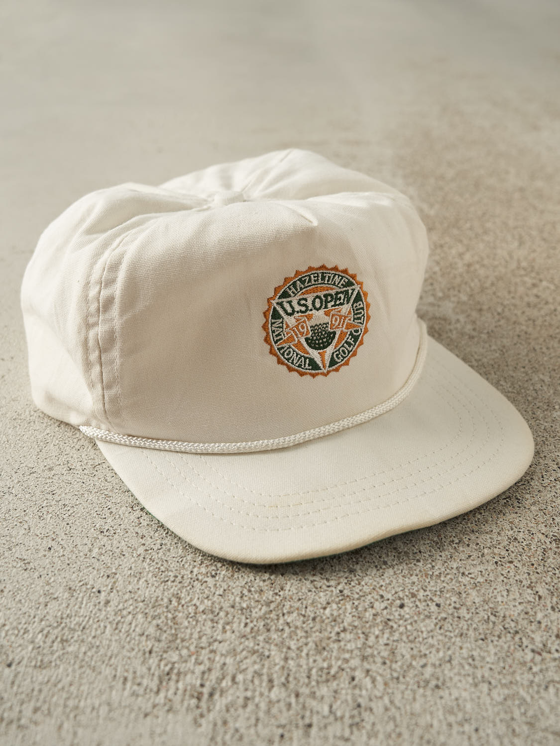 Vintage 91' White US Open Embroidered Leather Strapback (O/S)