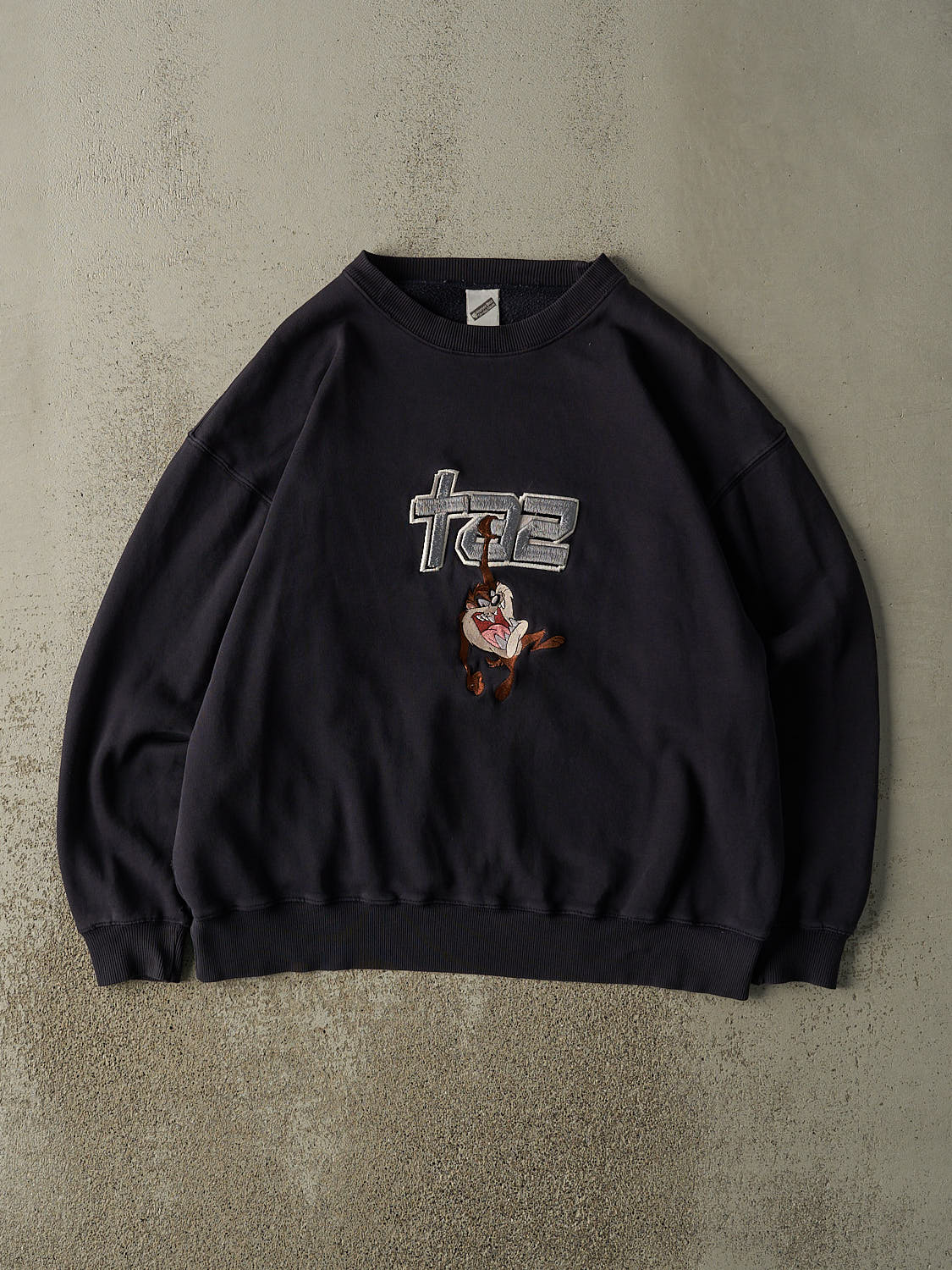 Vintage 90s Faded Black Tasmanian Devil Embroidered Crewneck (XXL)