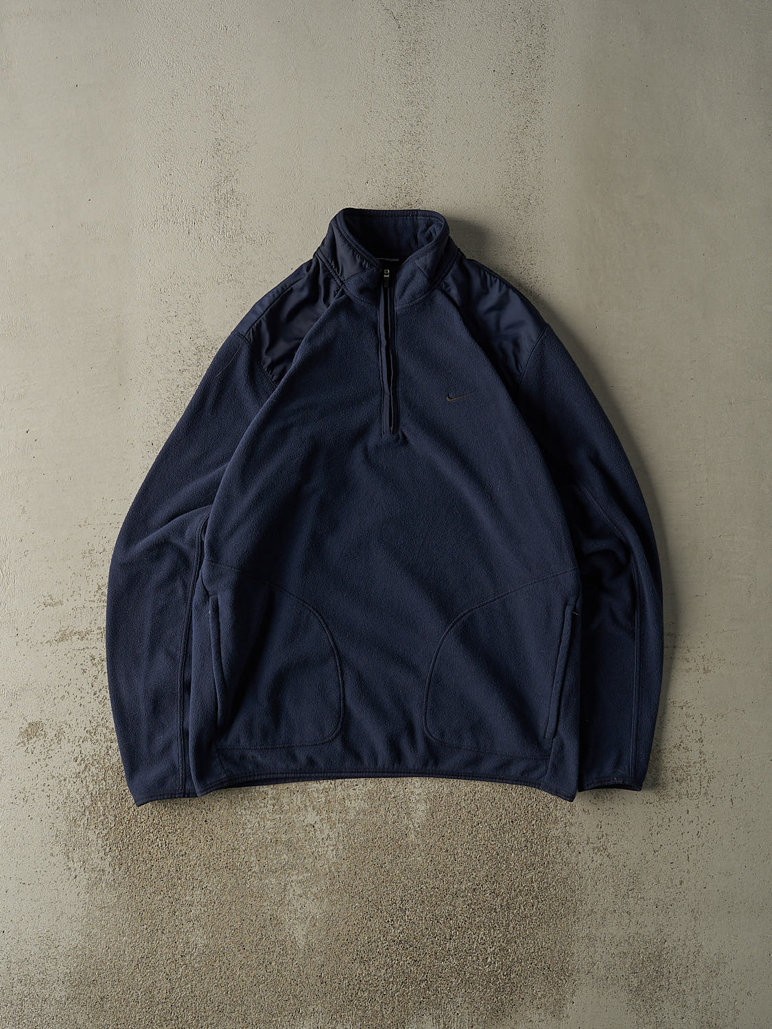 Vintage Y2K Navy Blue Nike Embroidered Quarter Zip Fleece (XL)