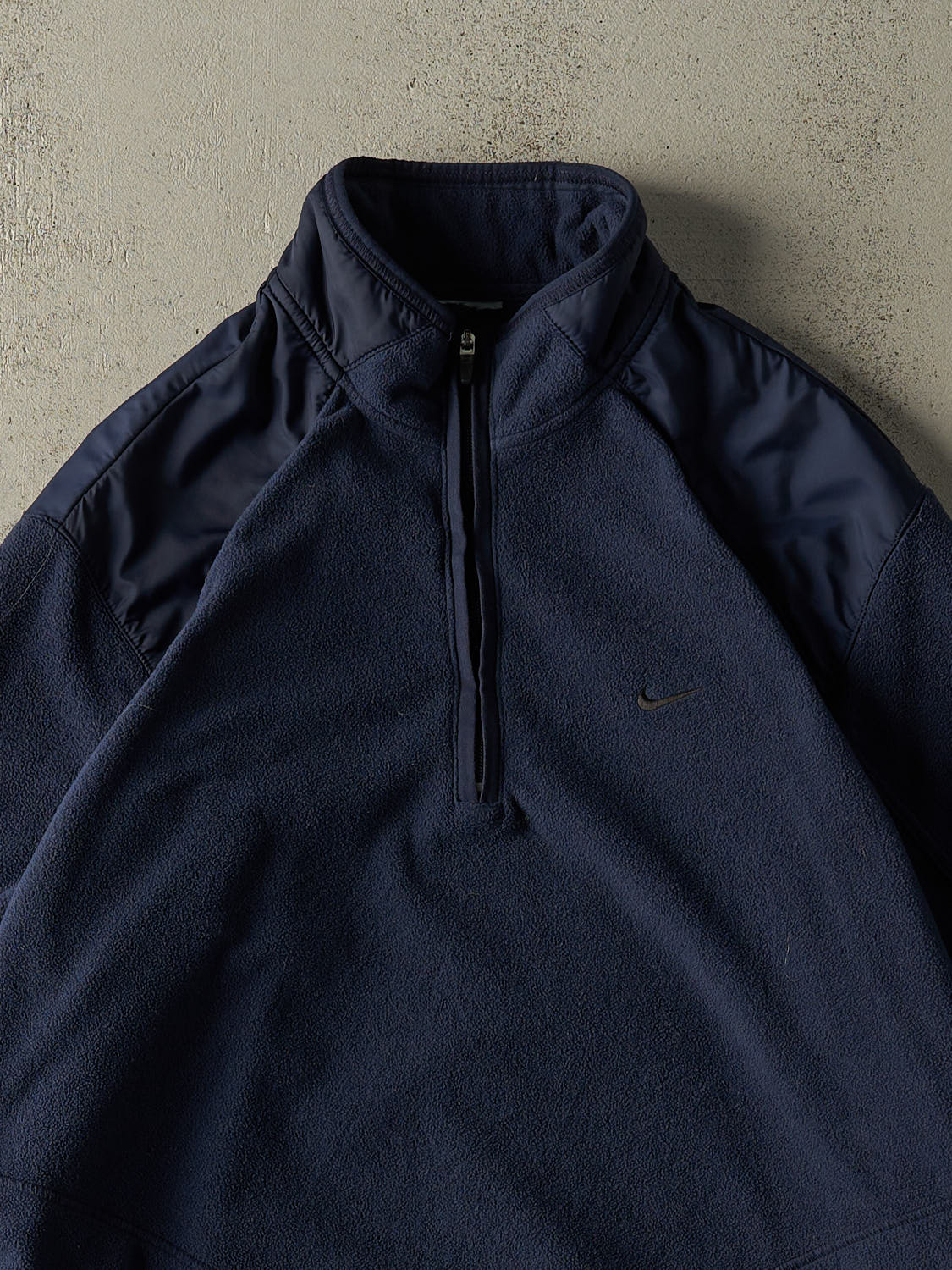 Vintage Y2K Navy Blue Nike Embroidered Quarter Zip Fleece (XL)