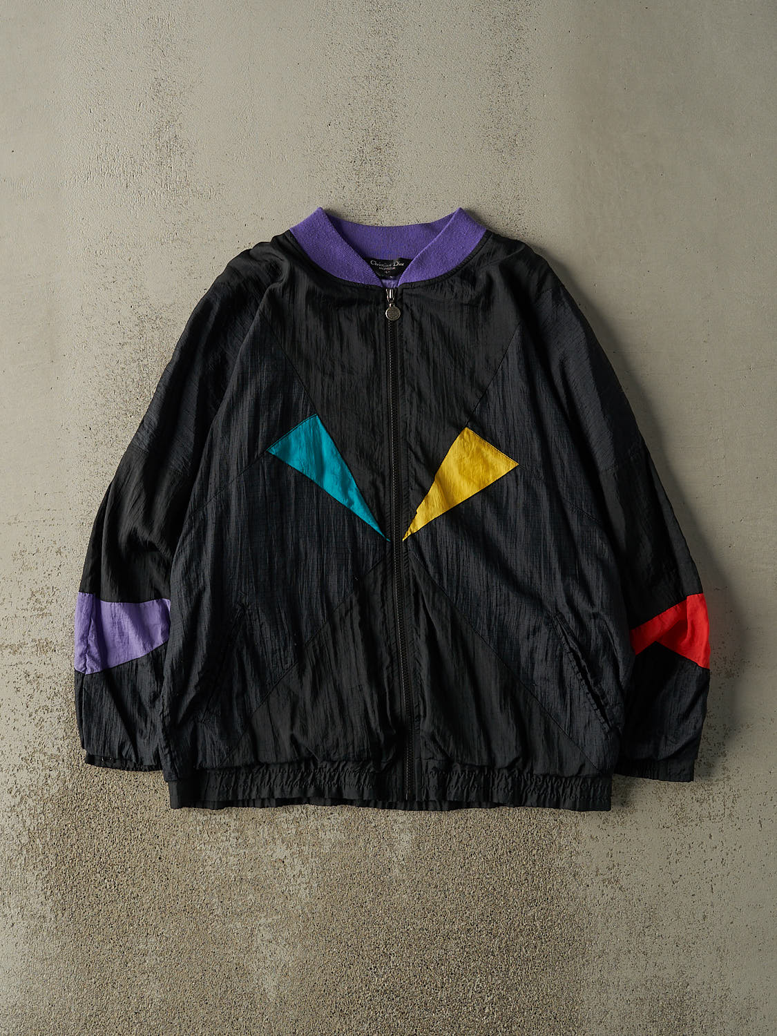 Vintage 80s Black Christian Dior Zip Up Windbreaker Jacket (XL/XXL)