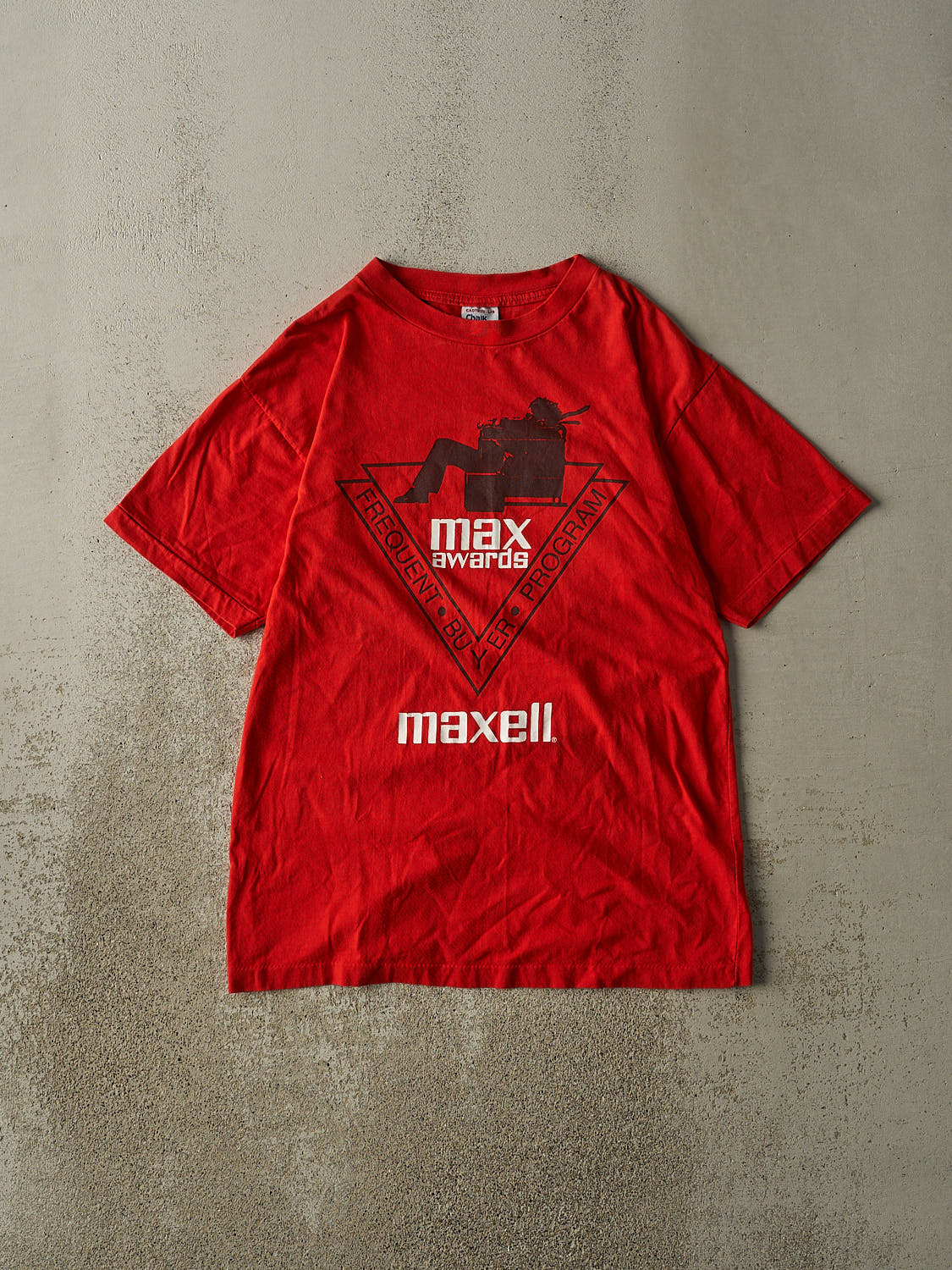 Vintage 90s Red Maxell Frequent Buyer Program Single Stitch Tee (L/XL)