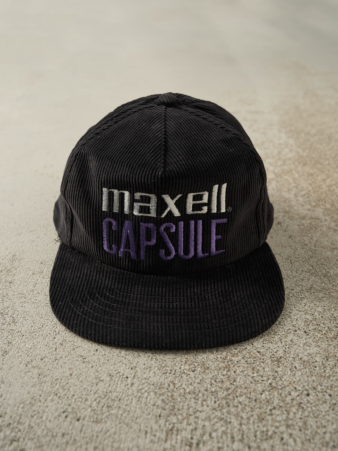 Vintage 80s Black Maxell Capsule Coduroy Snapback (O/S)