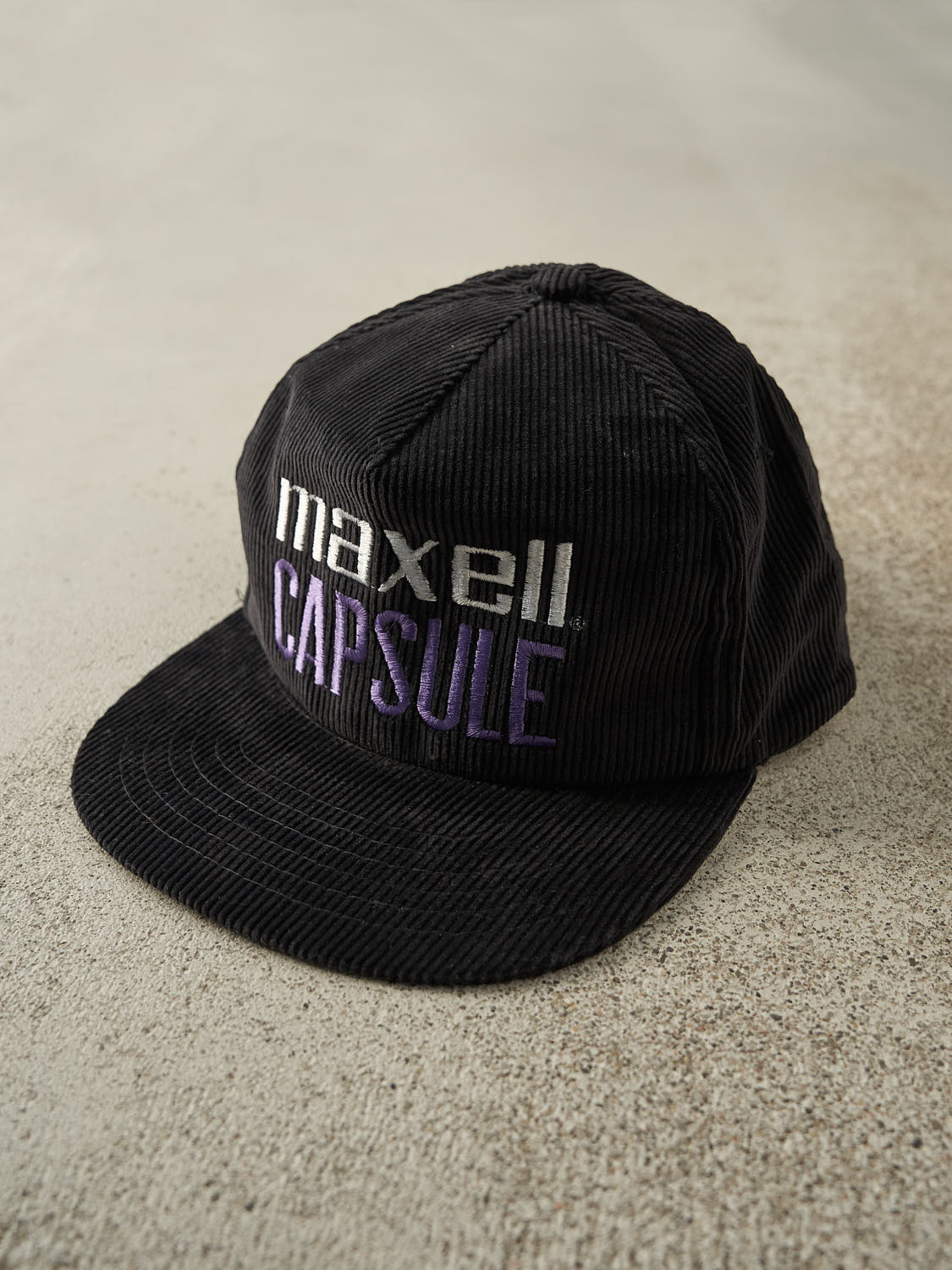Vintage 80s Black Maxell Capsule Coduroy Snapback (O/S)