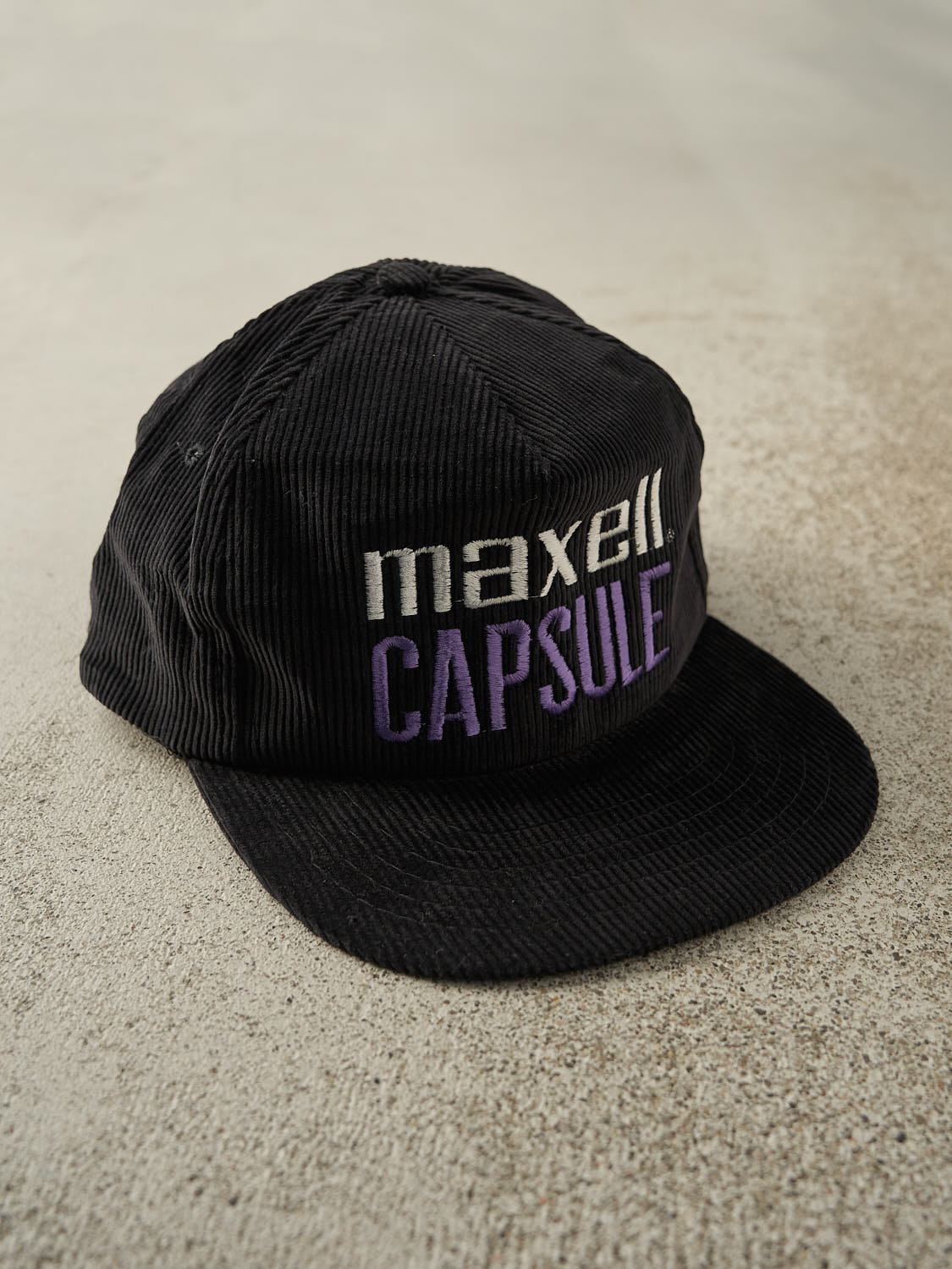 Vintage 80s Black Maxell Capsule Coduroy Snapback (O/S)