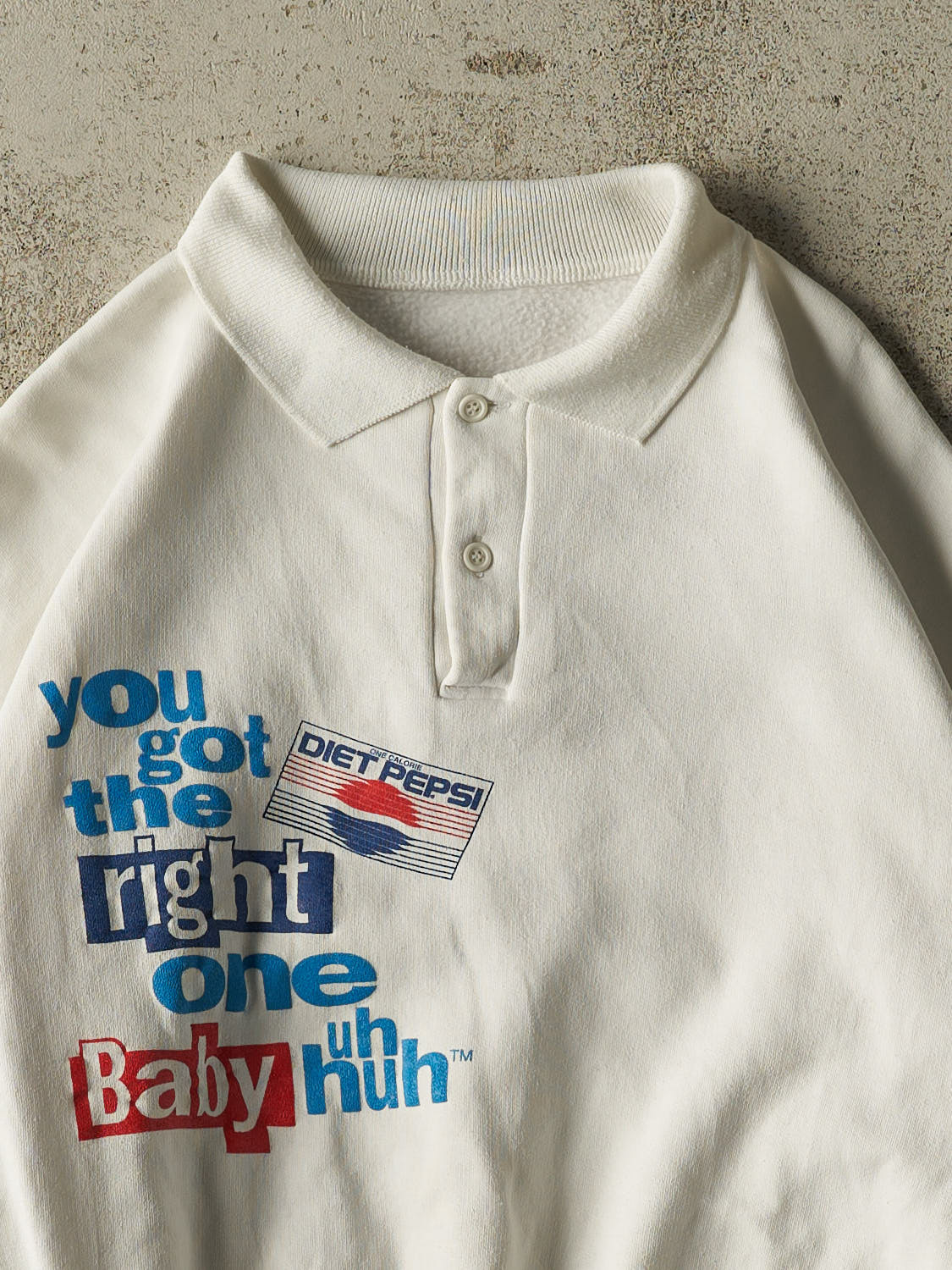 Vintage 91' White Diet Pepsi Quarter Button Sweater Crewneck (S/M)