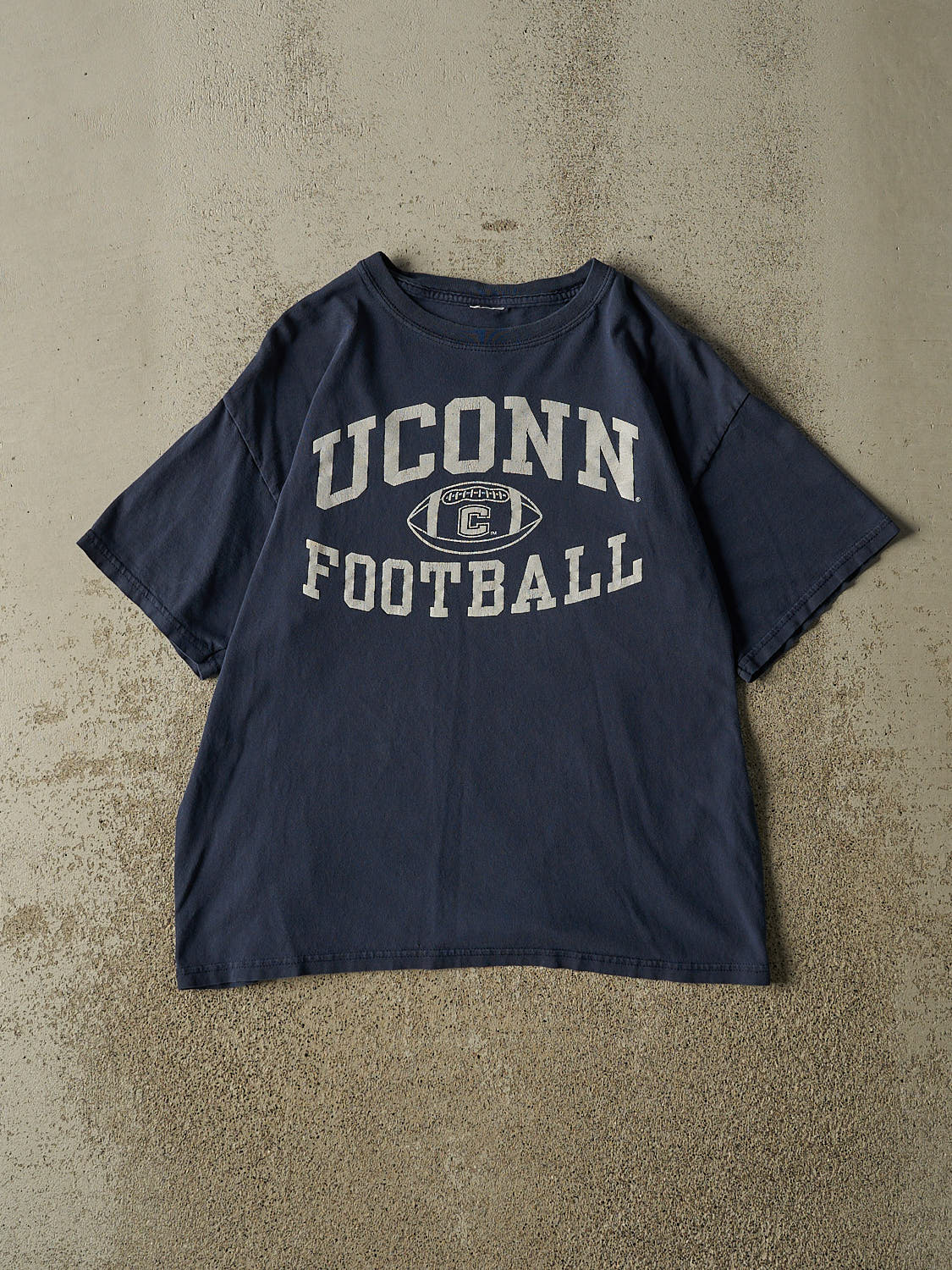 Vintage 90s Navy Blue University of Connecticut Football Tee (M)