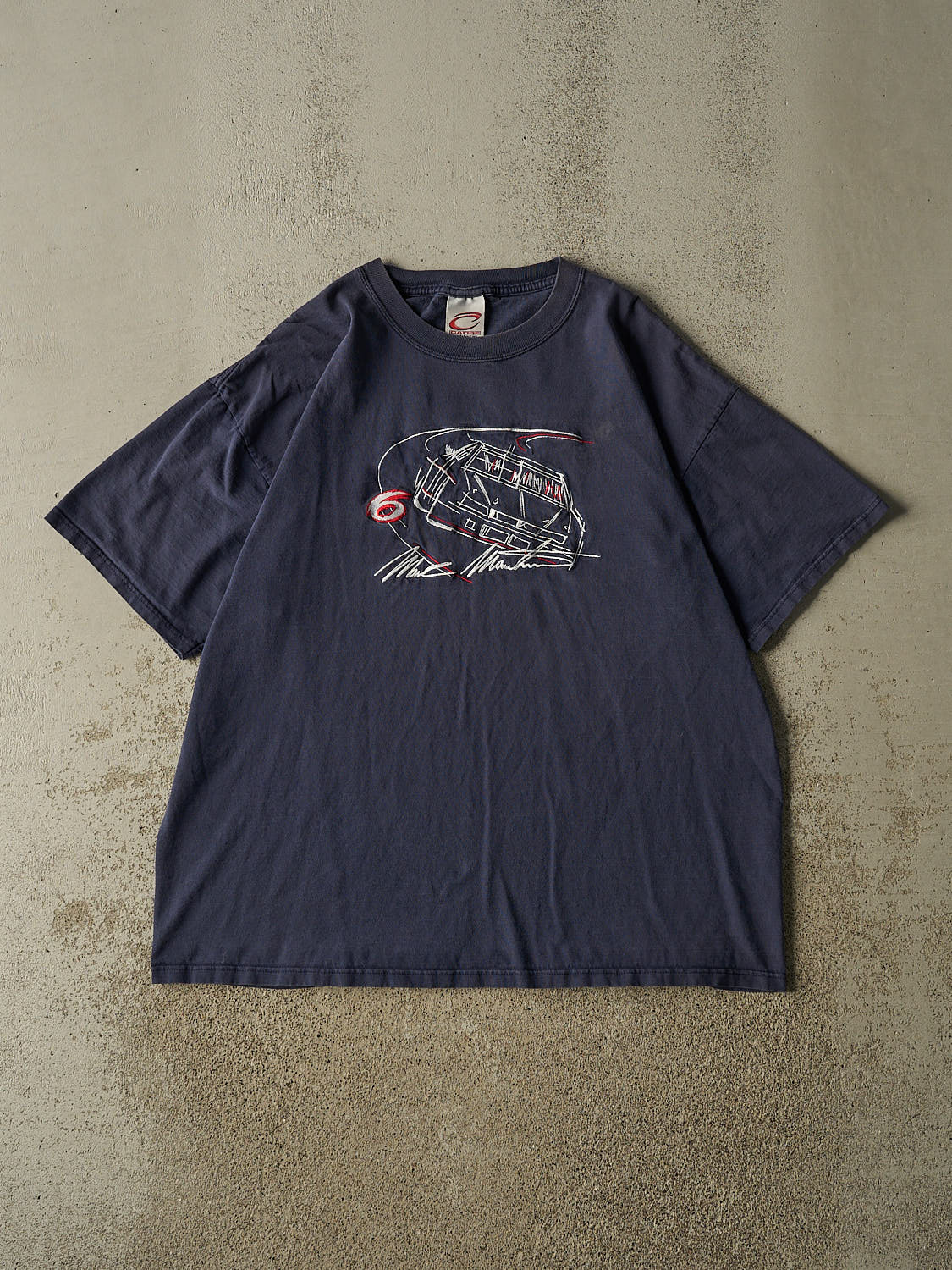 Vintage 90s Navy Blue Mark Martin Embroidered Racing Tee (XL/XXL)