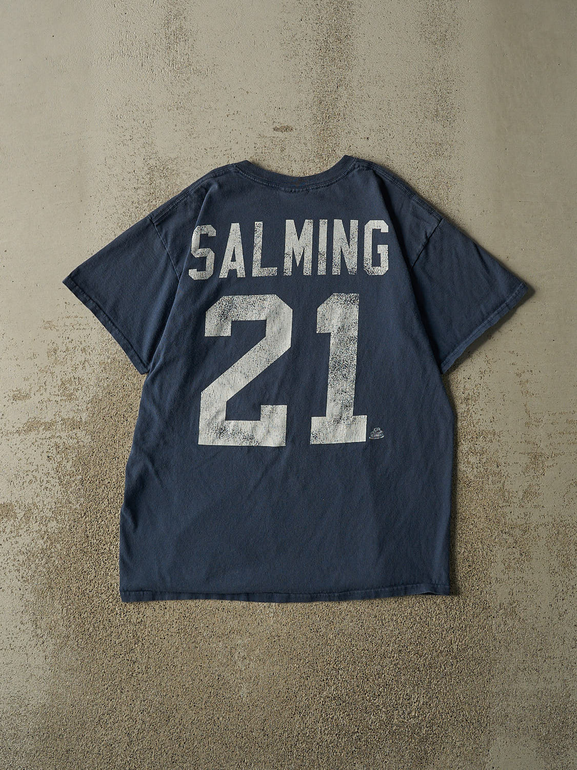 Vintage Y2K Navy Blue Toronto Maple Leafs #21 Salming Tee (L)