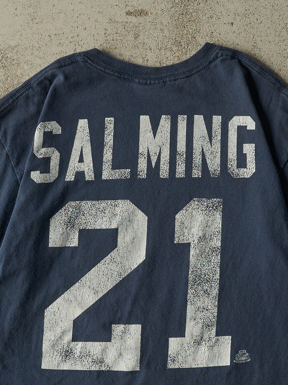Vintage Y2K Navy Blue Toronto Maple Leafs #21 Salming Tee (L)