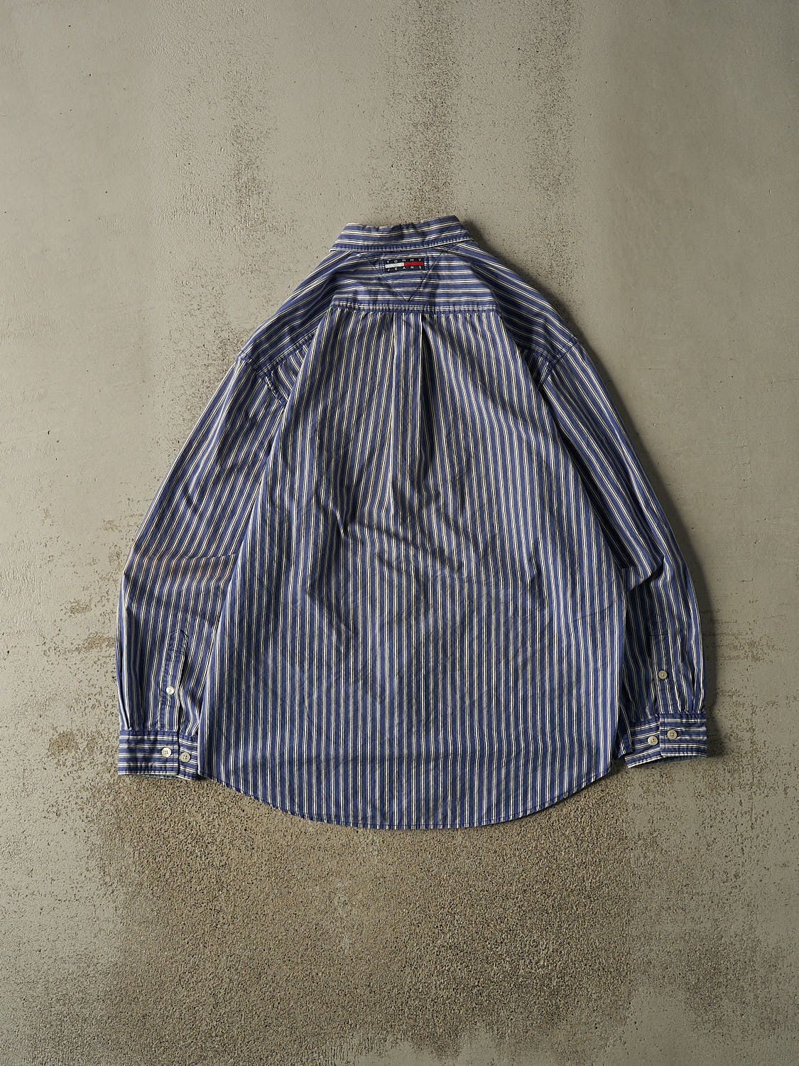 Vintage 90s Blue Tommy Hilfiger Striped Button Up Long Sleeve (XL)