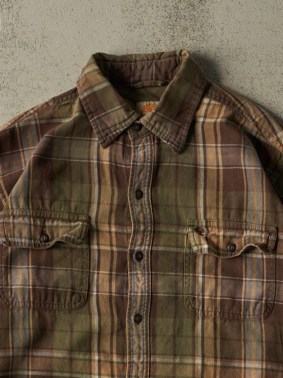 Vintage Y2K Green Timberland Flannel Button Up Long Sleeve (M/L)