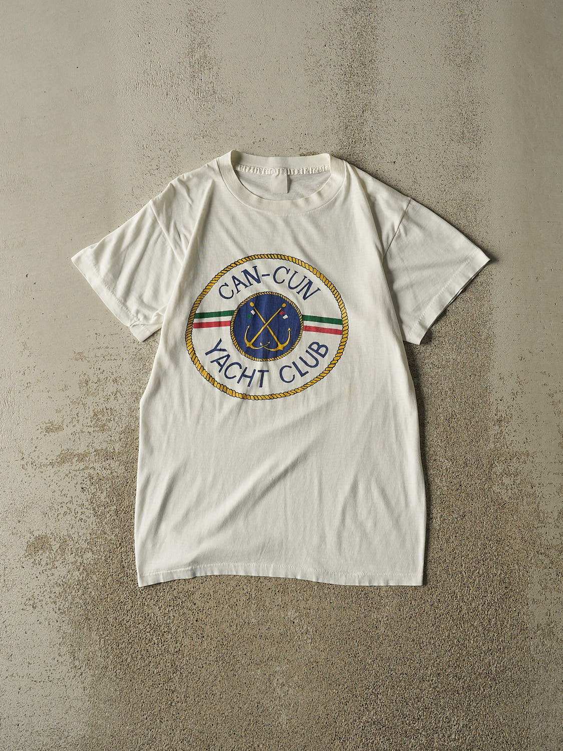 Vintage 80s White Cancun Yacht Club Single Stitch Tee (S/M)