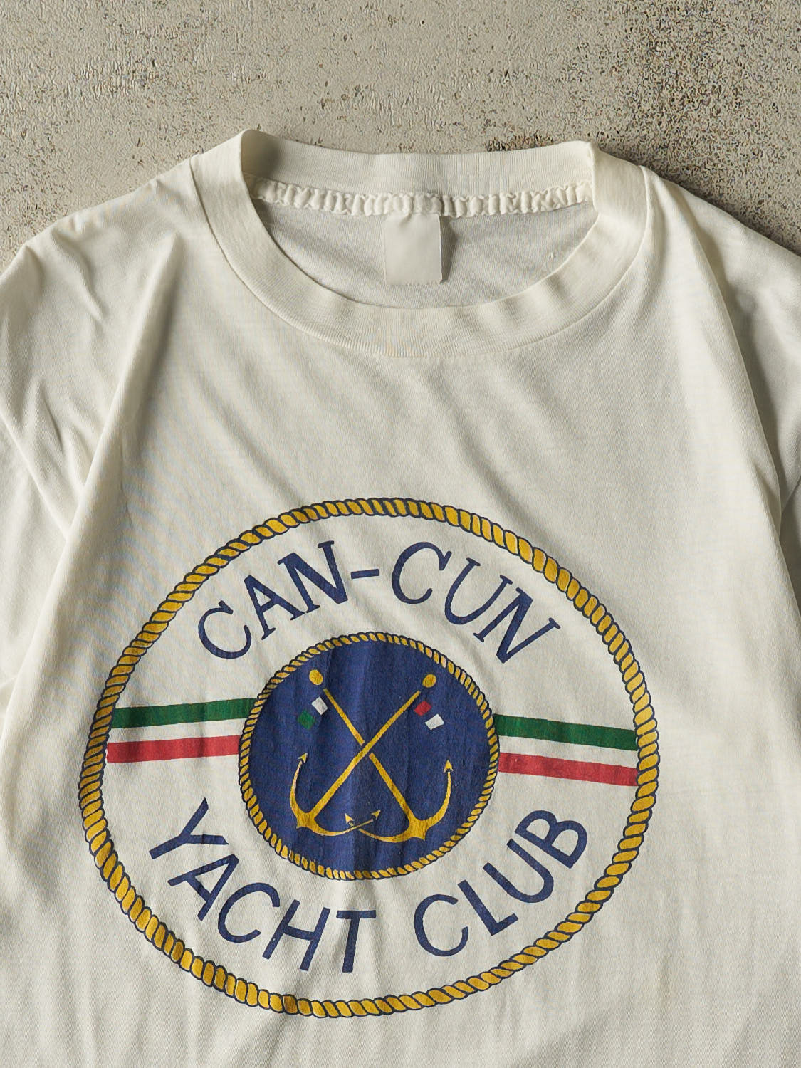 Vintage 80s White Cancun Yacht Club Single Stitch Tee (S/M)